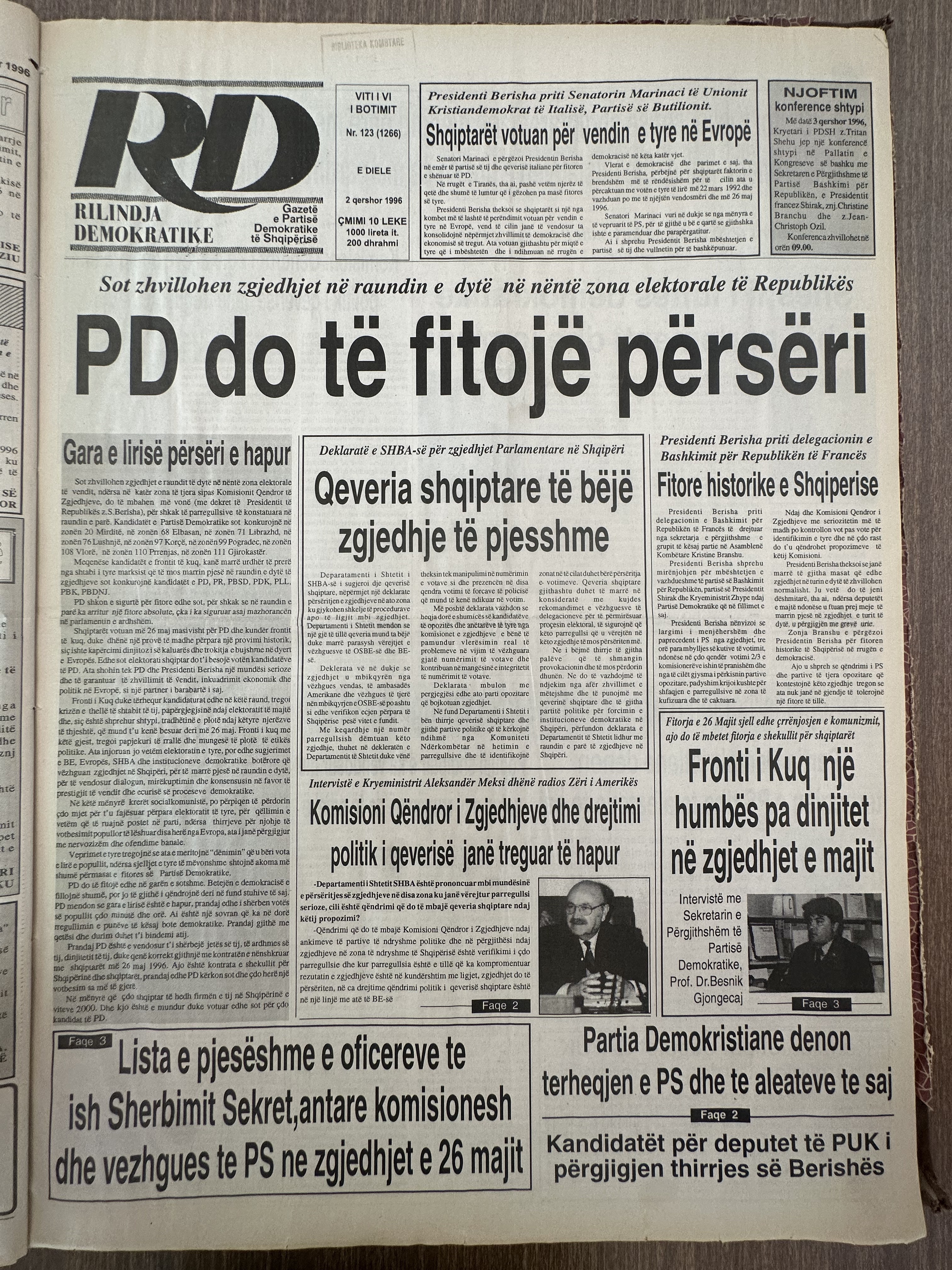 Rilindja Demokratike 1996-11-02
