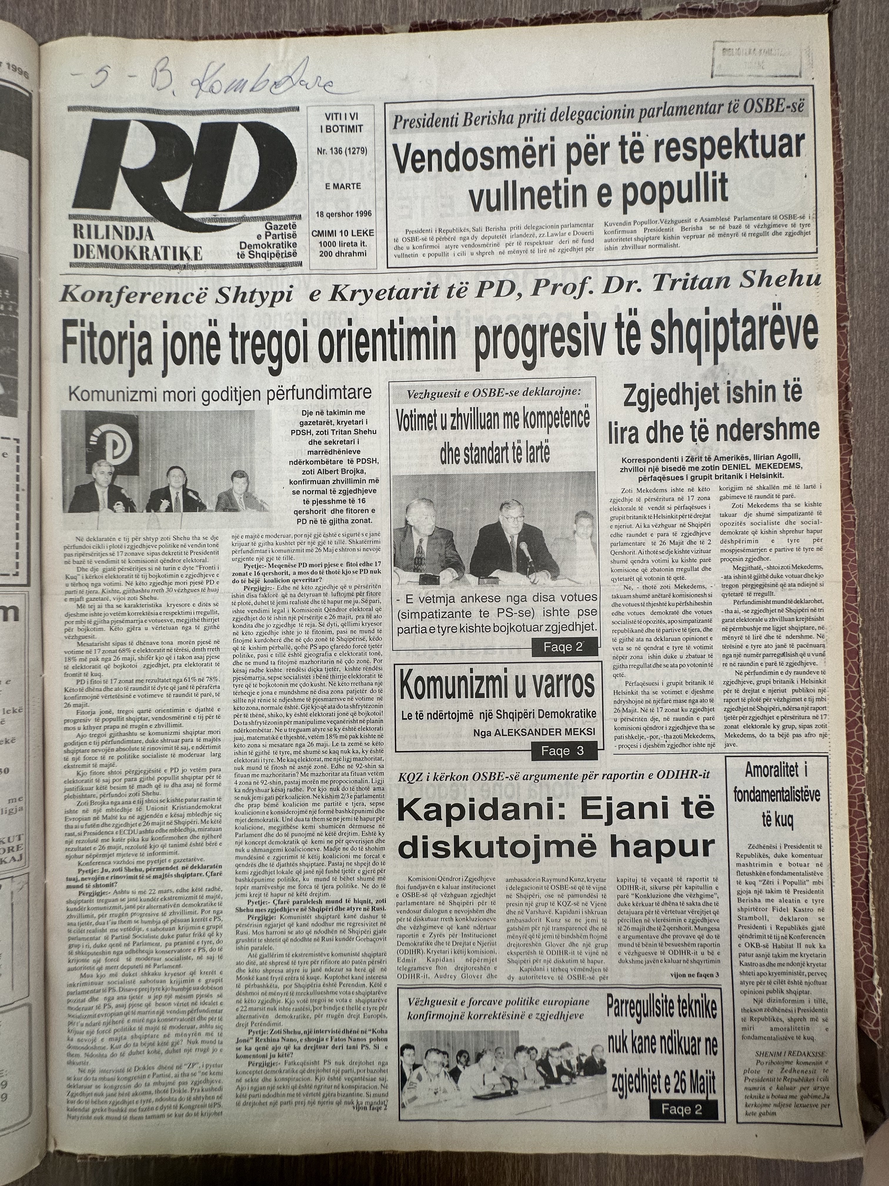 Rilindja Demokratike 1996-06-18