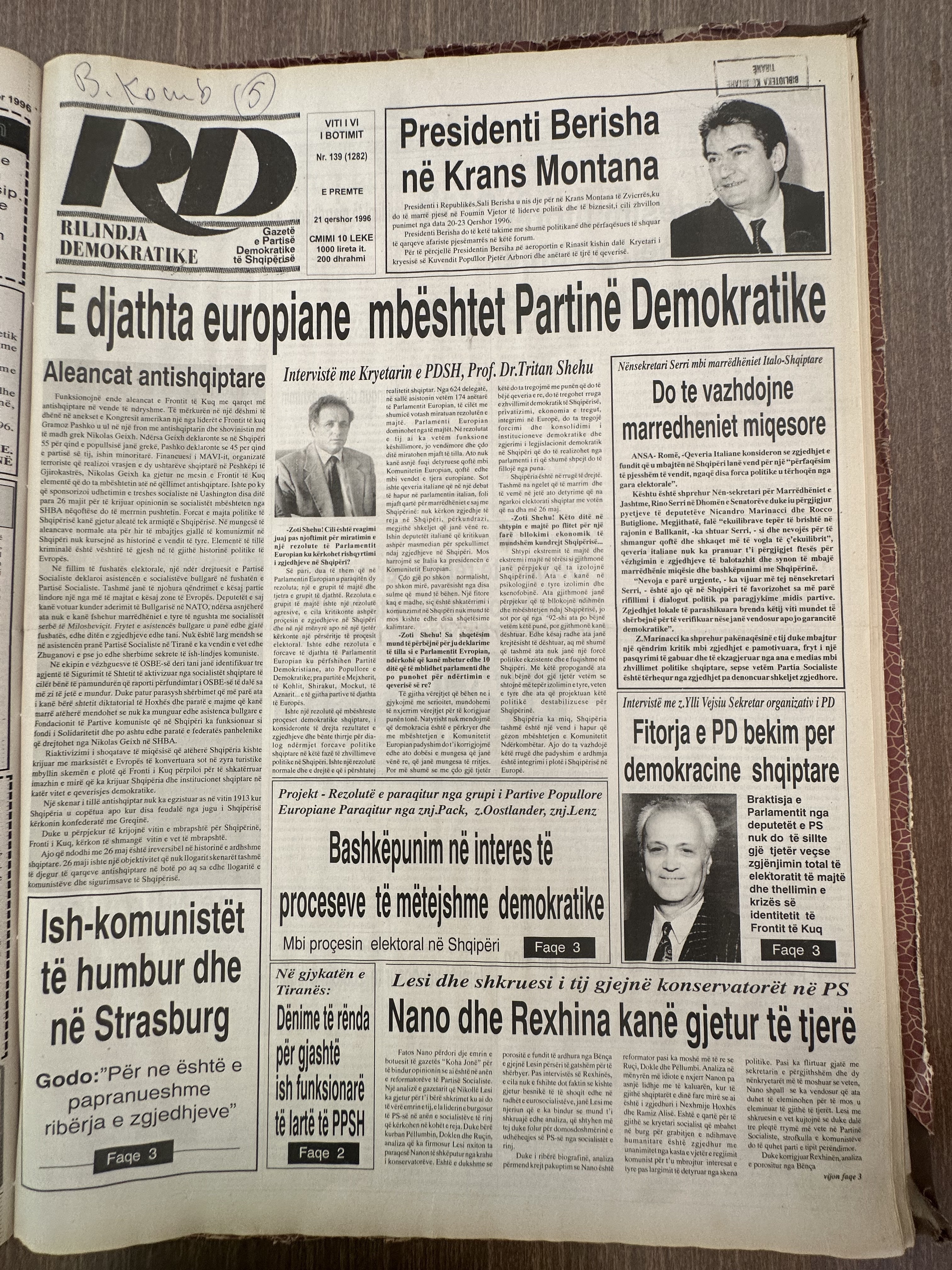 Rilindja Demokratike 1996-06-21