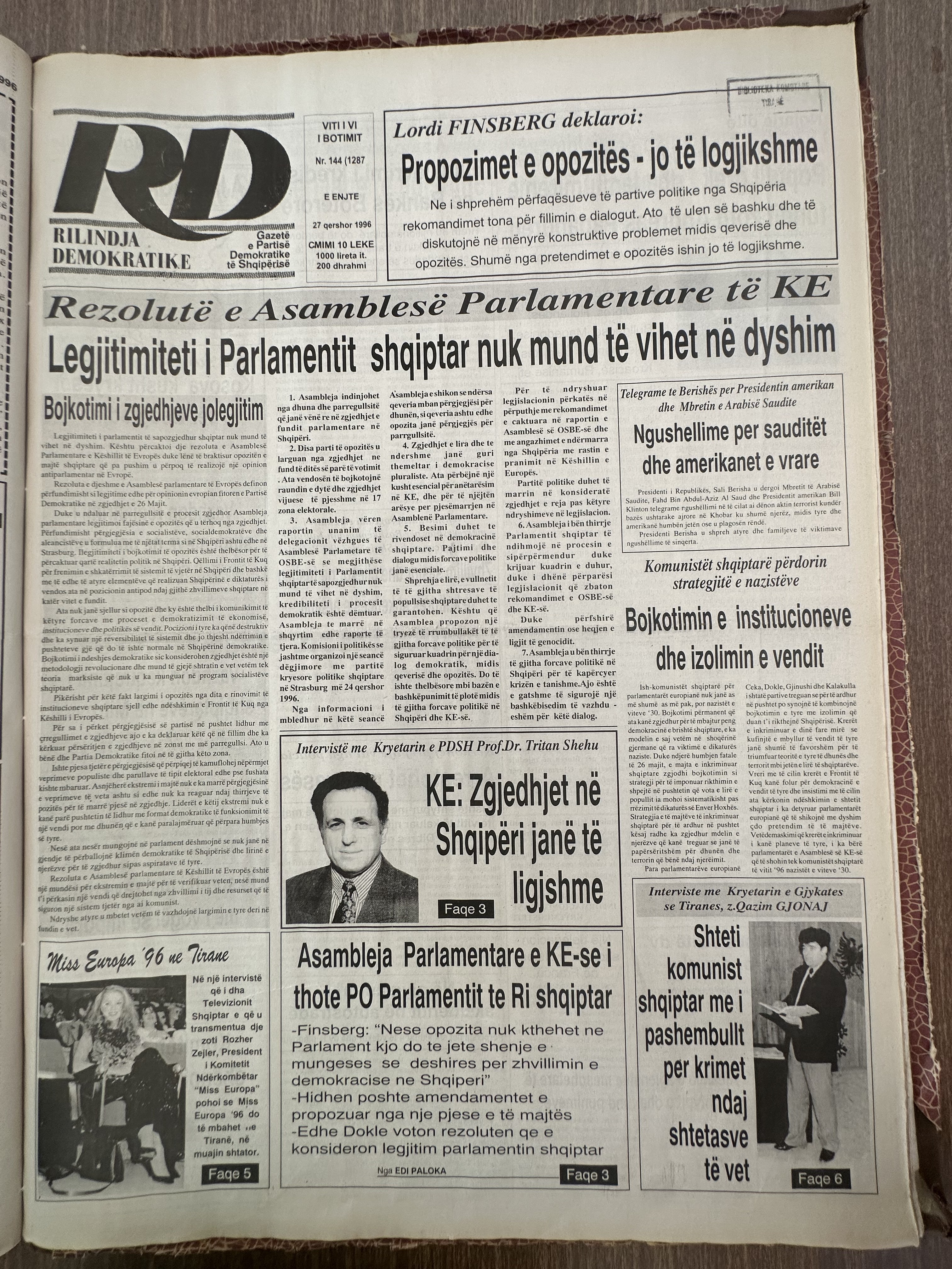 Rilindja Demokratike 1996-10-27