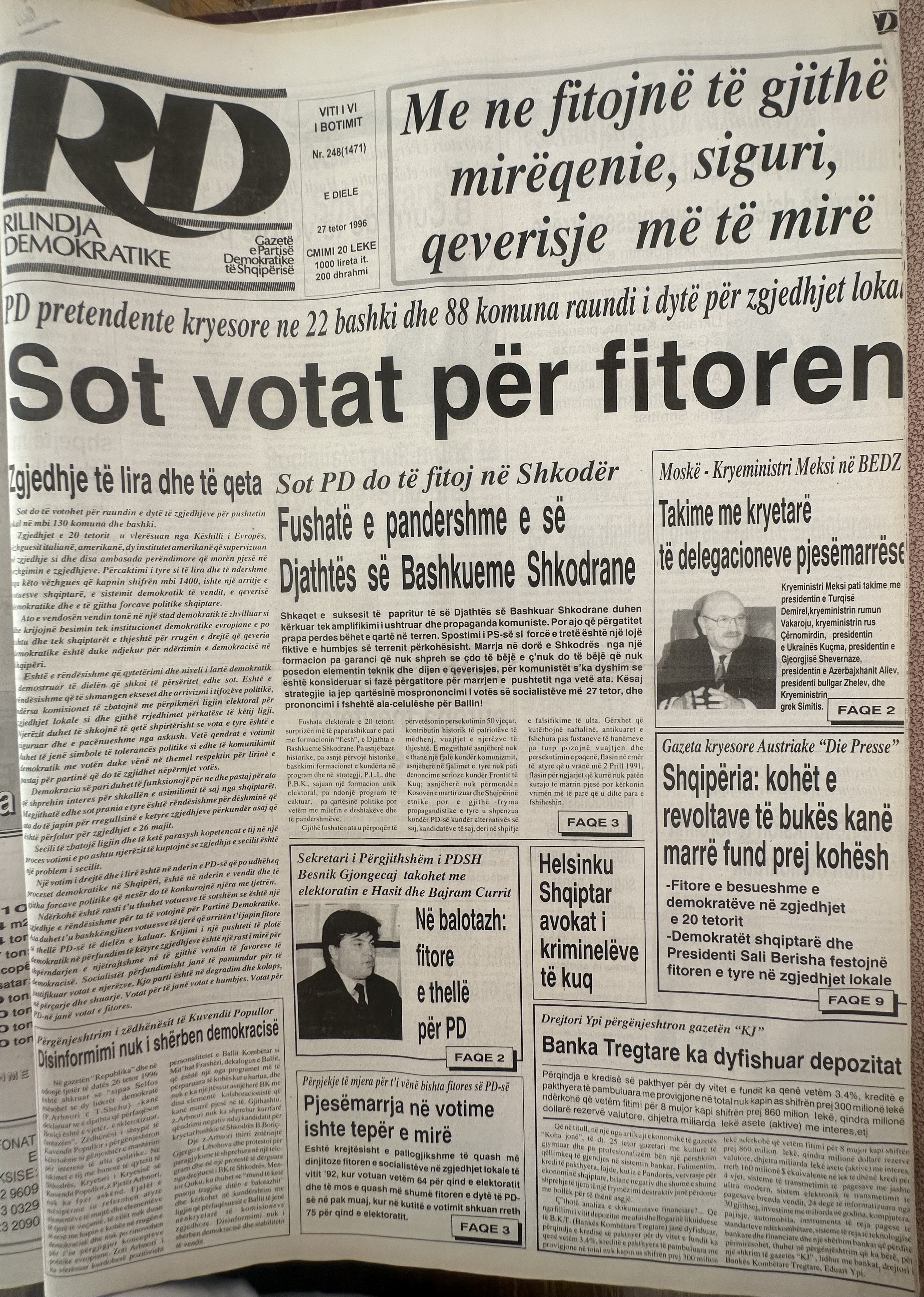Rilindja Demokratike 1996-10-27