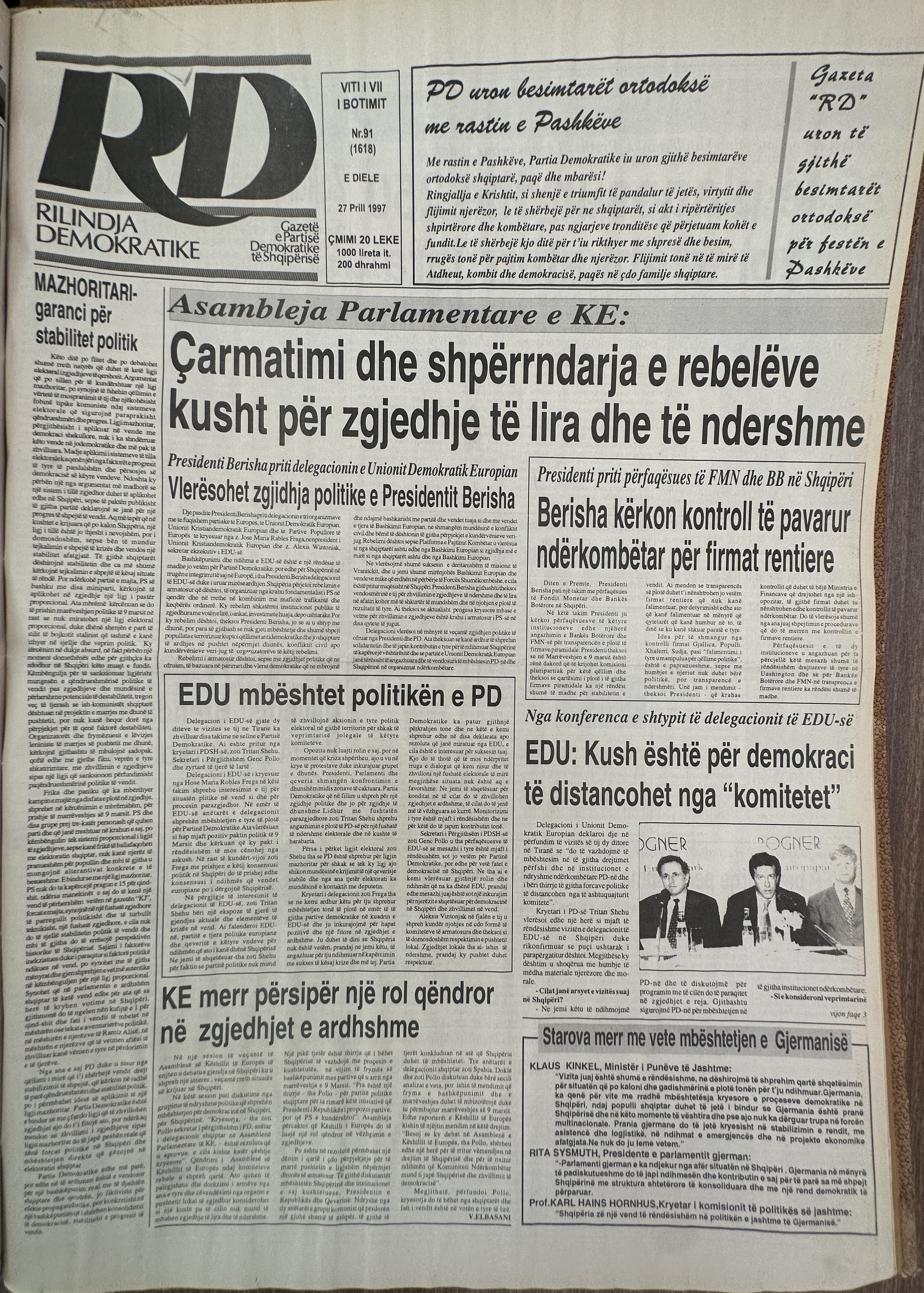 Rilindja Demokratike 1997-04-27