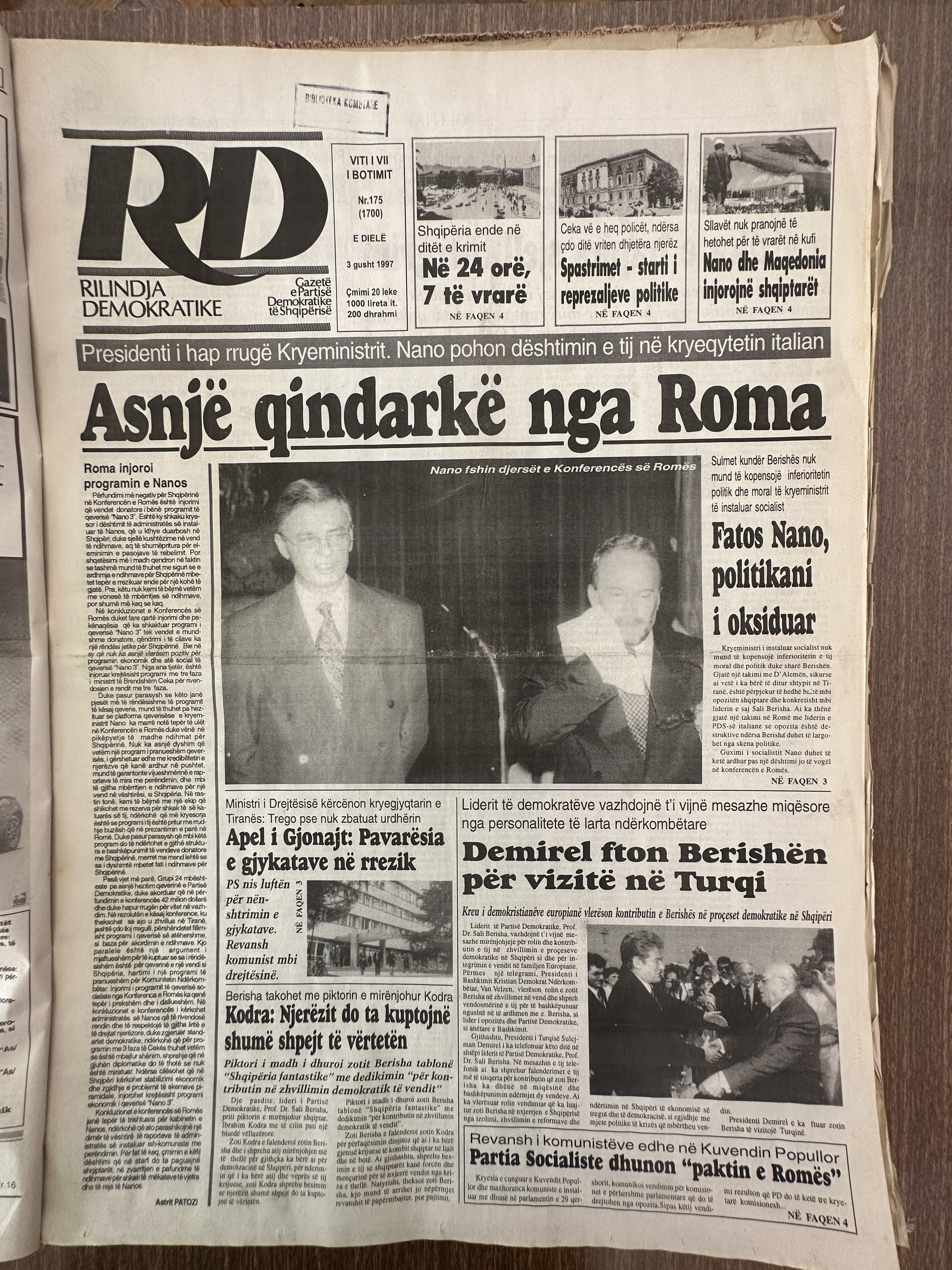 Rilindja Demokratike 1997-08-03