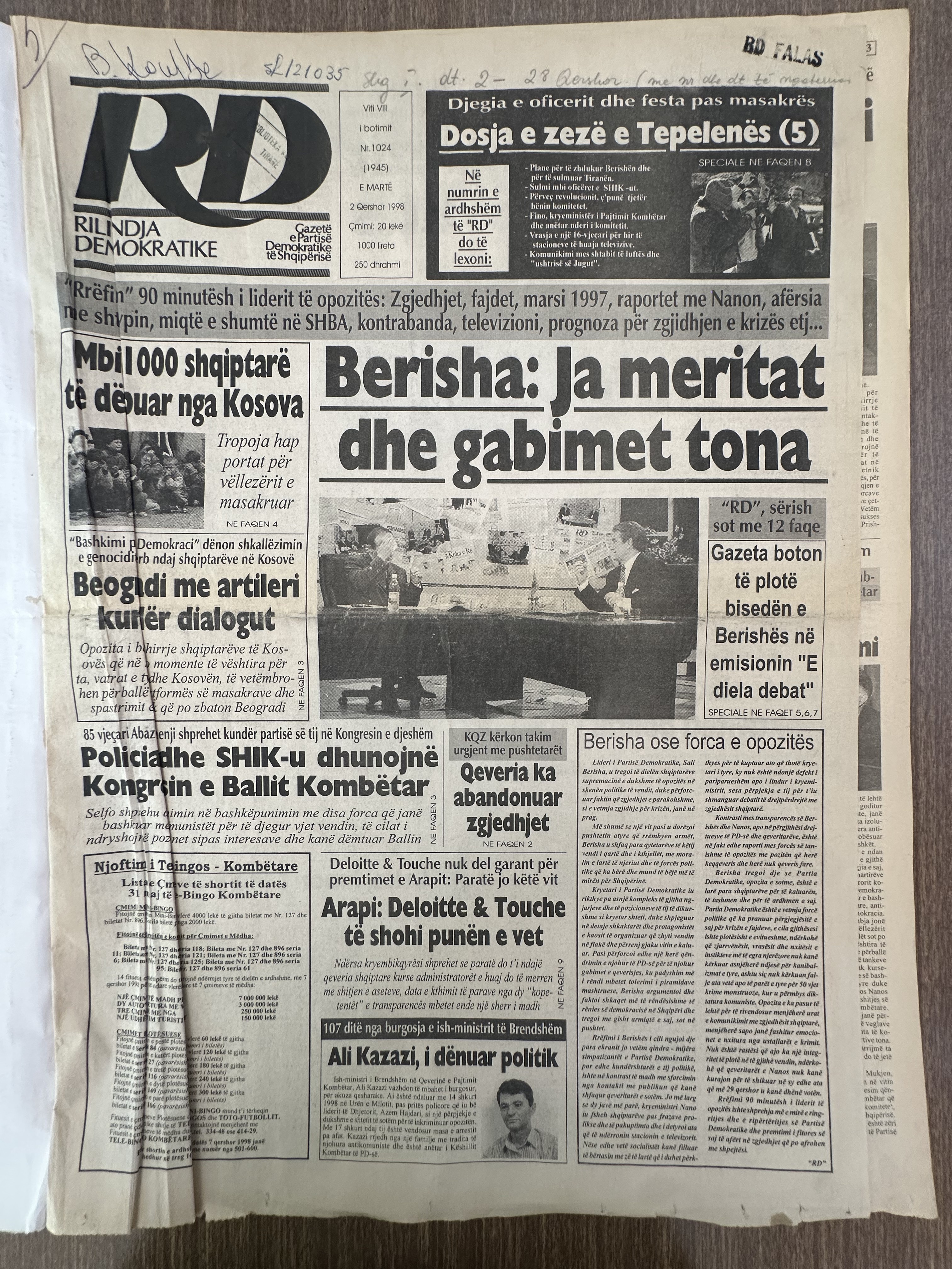 Rilindja Demokratike 1998-06-02