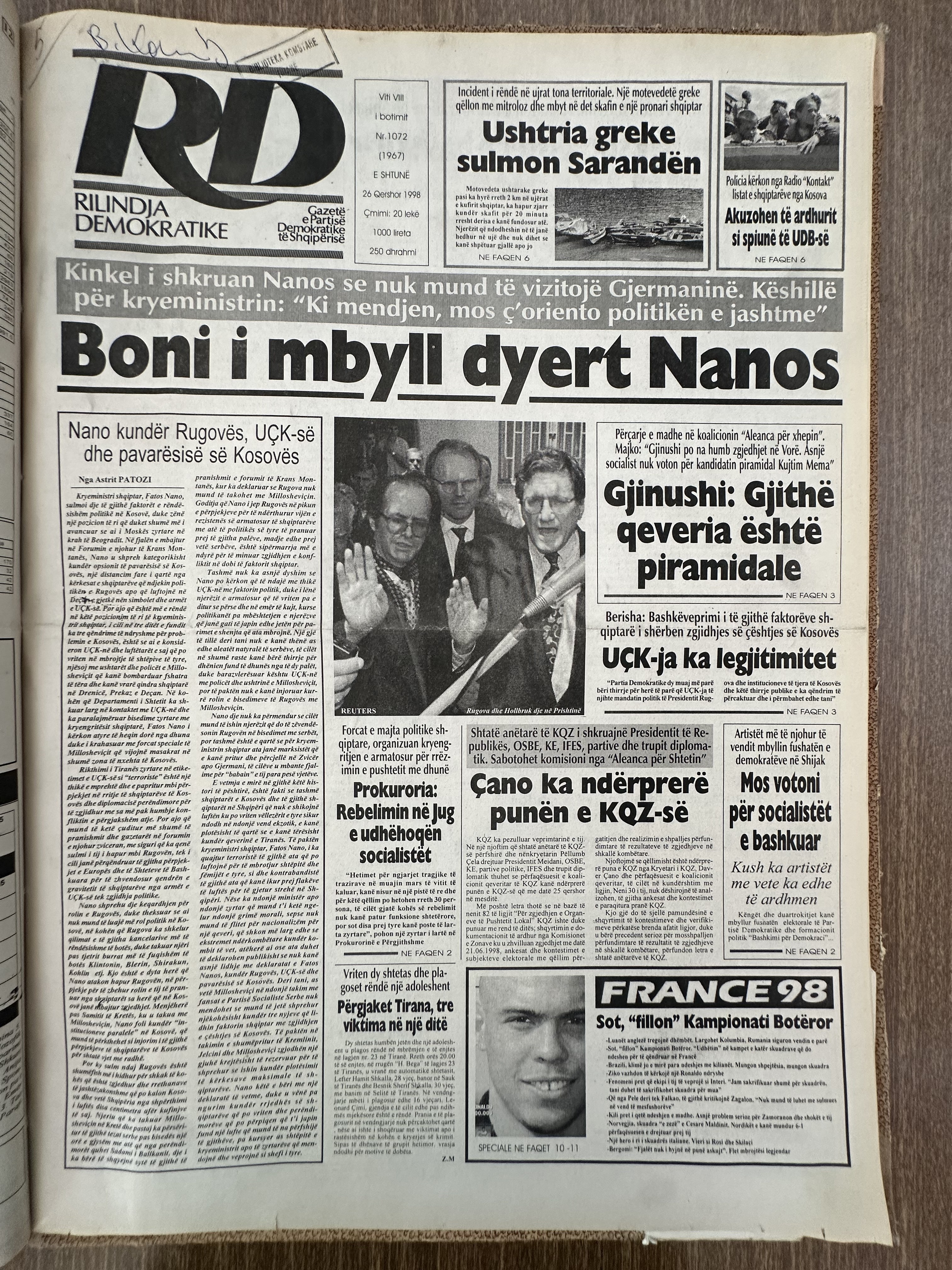 Rilindja Demokratike 1998-06-26