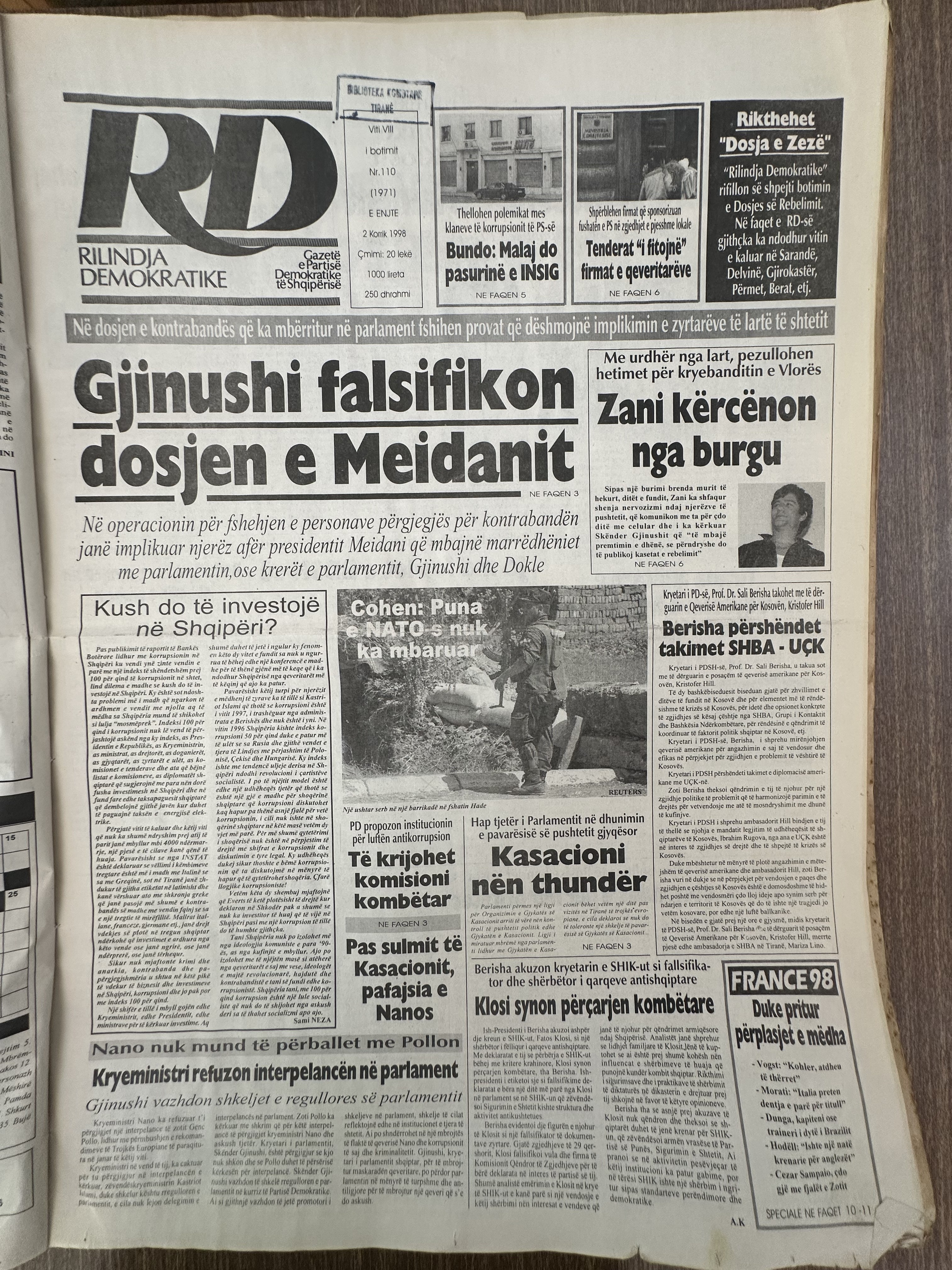 Rilindja Demokratike 1998-07-02