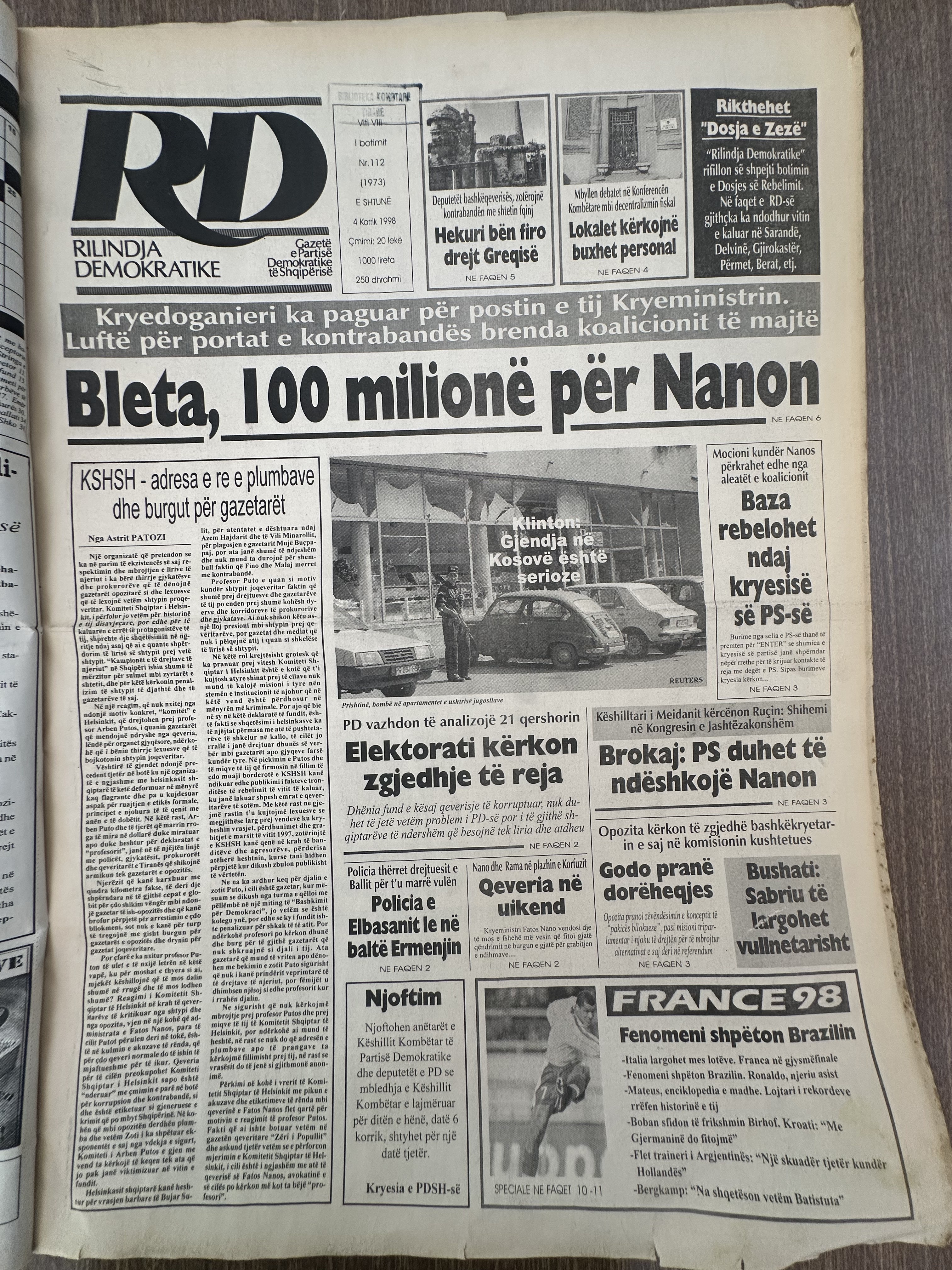 Rilindja Demokratike 1998-07-04
