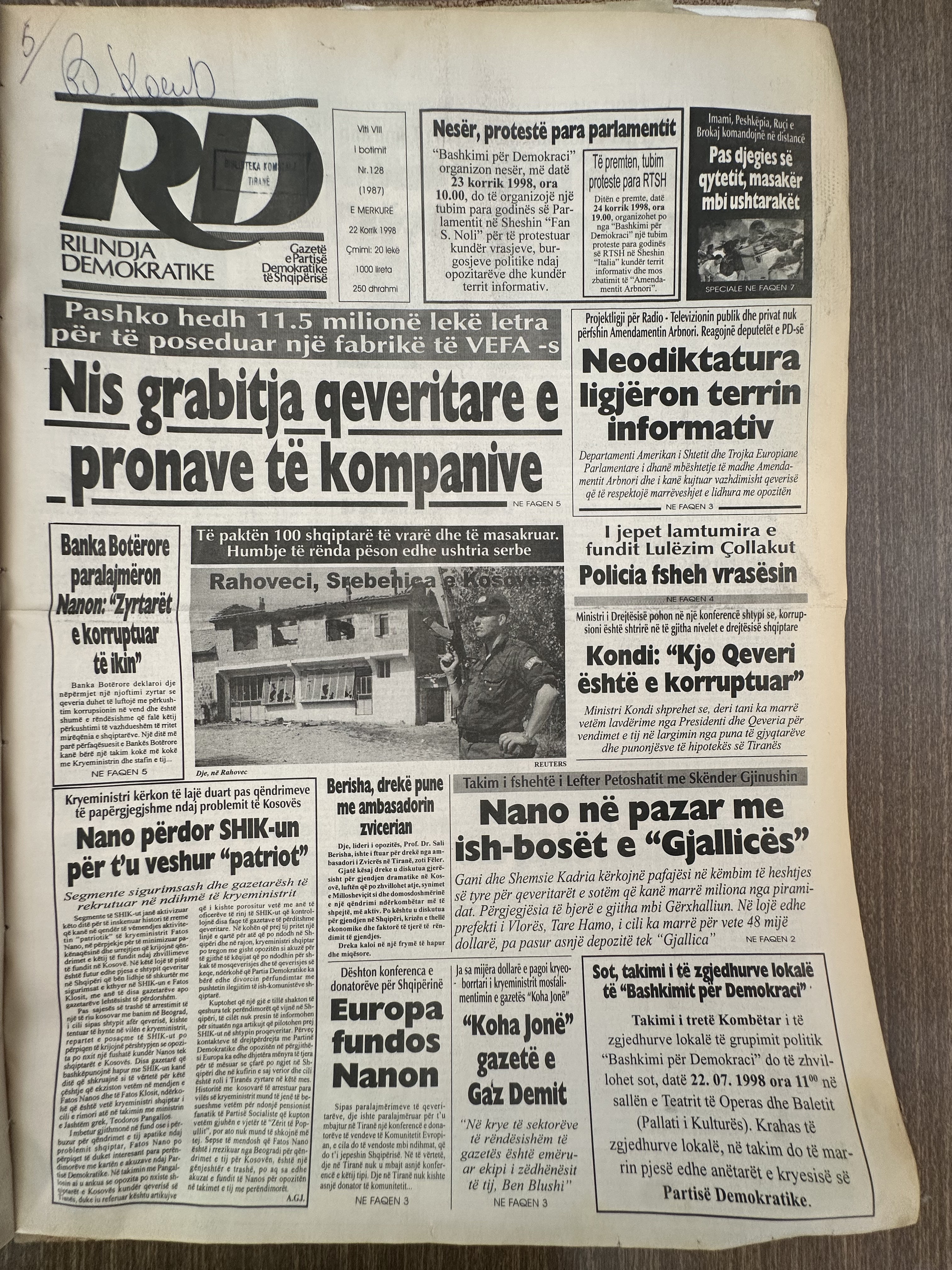 Rilindja Demokratike 1998-07-22