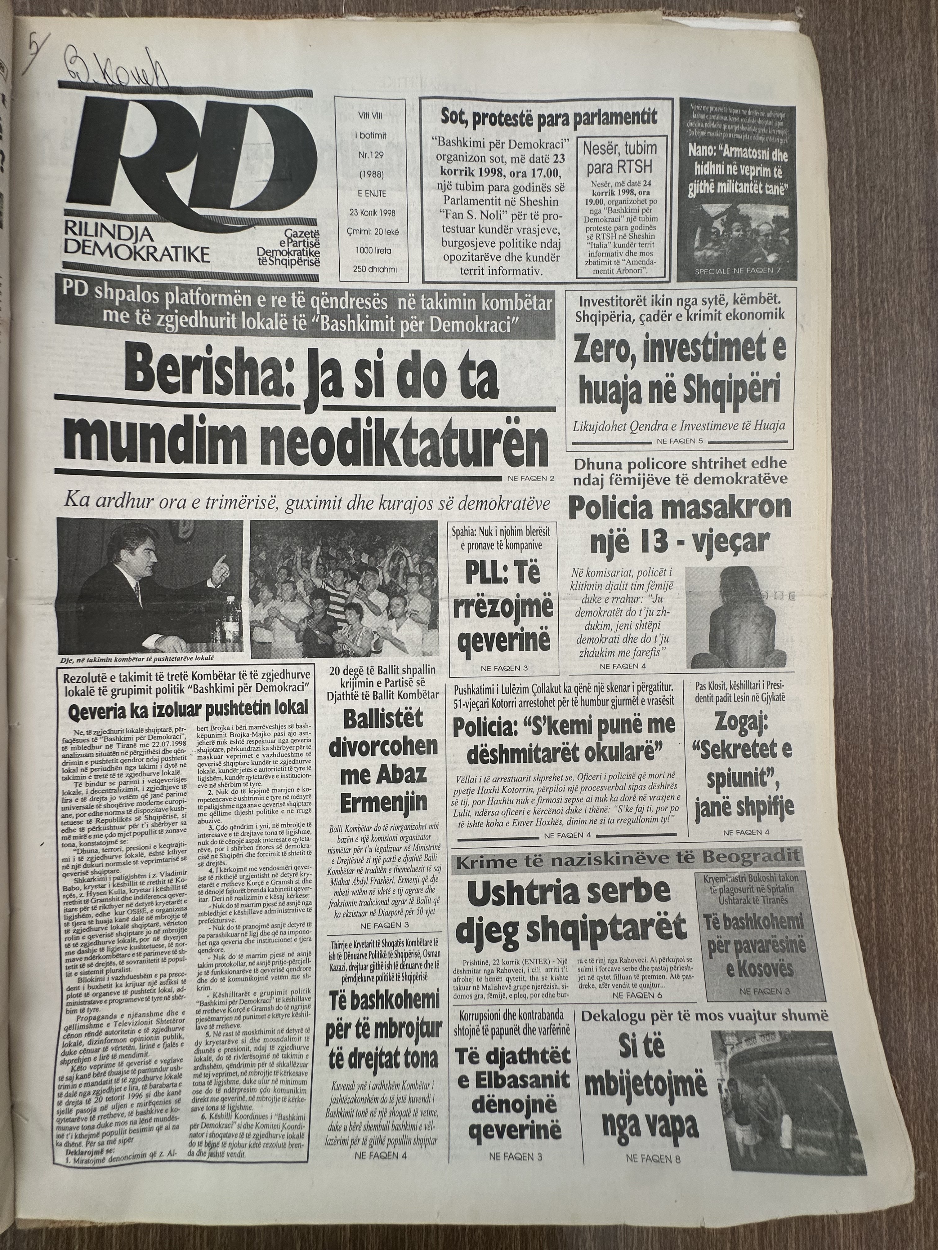 Rilindja Demokratike 1998-07-23