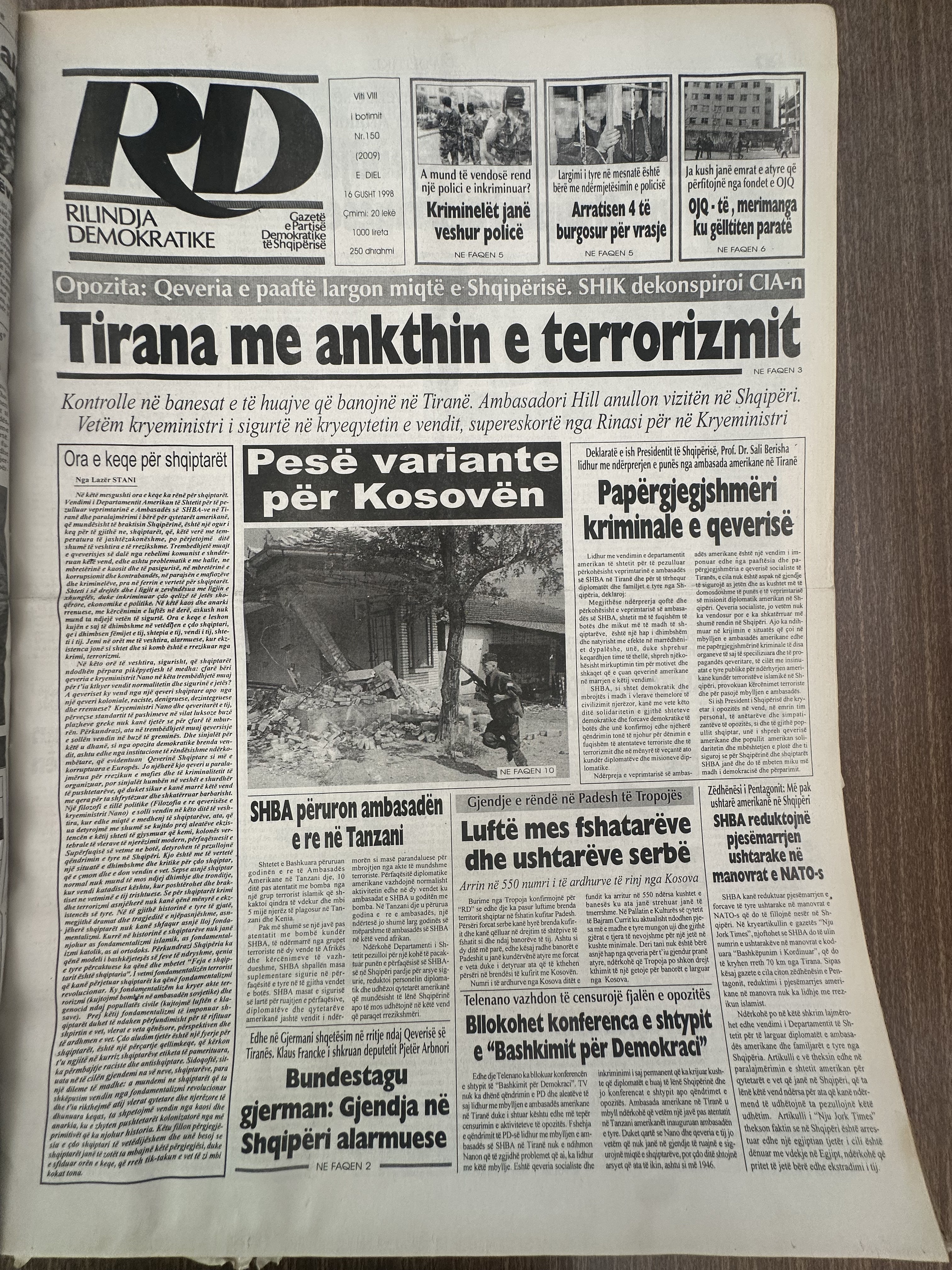 Rilindja Demokratike 1998-08-16