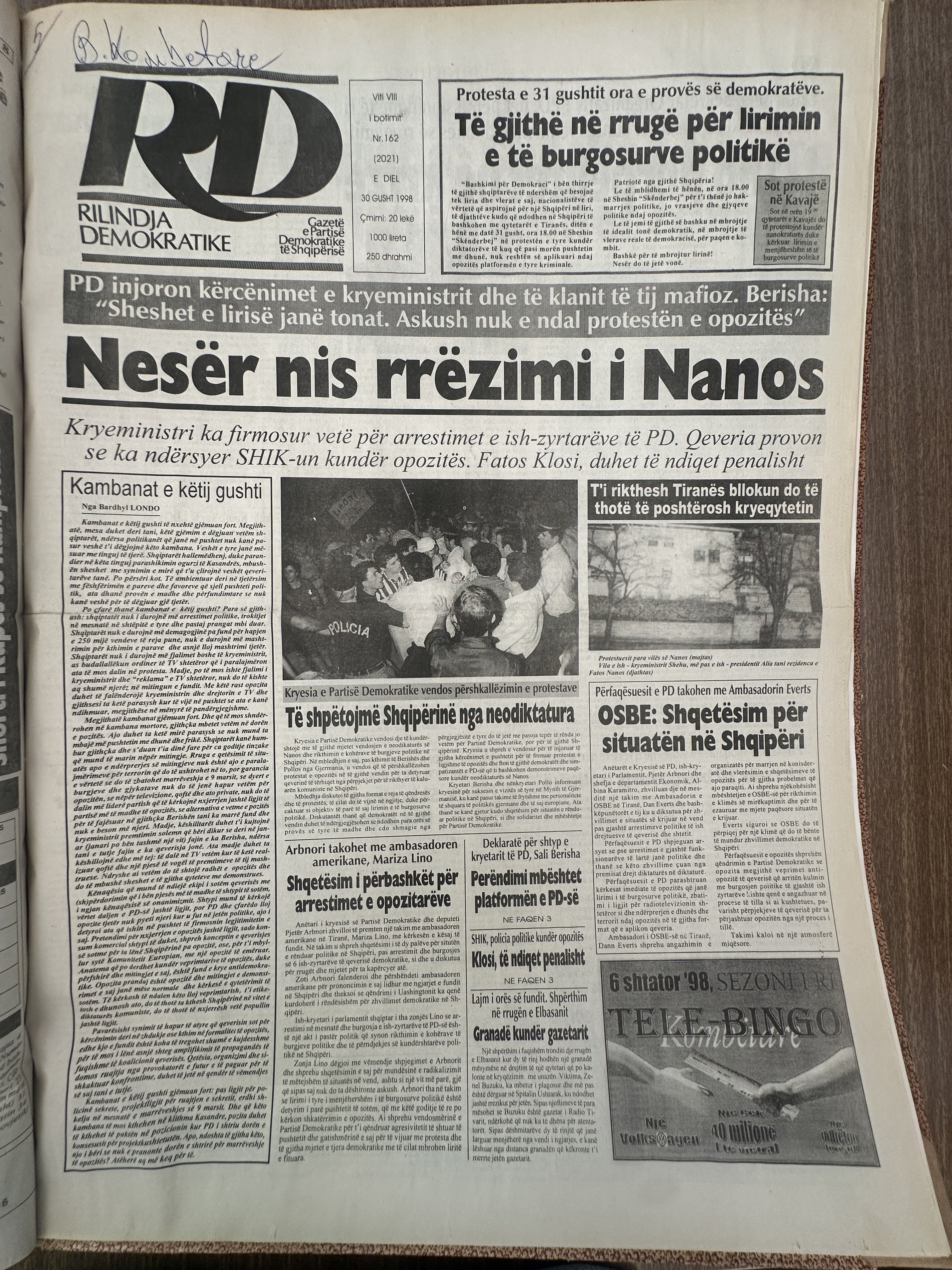 Rilindja Demokratike 1998-08-30