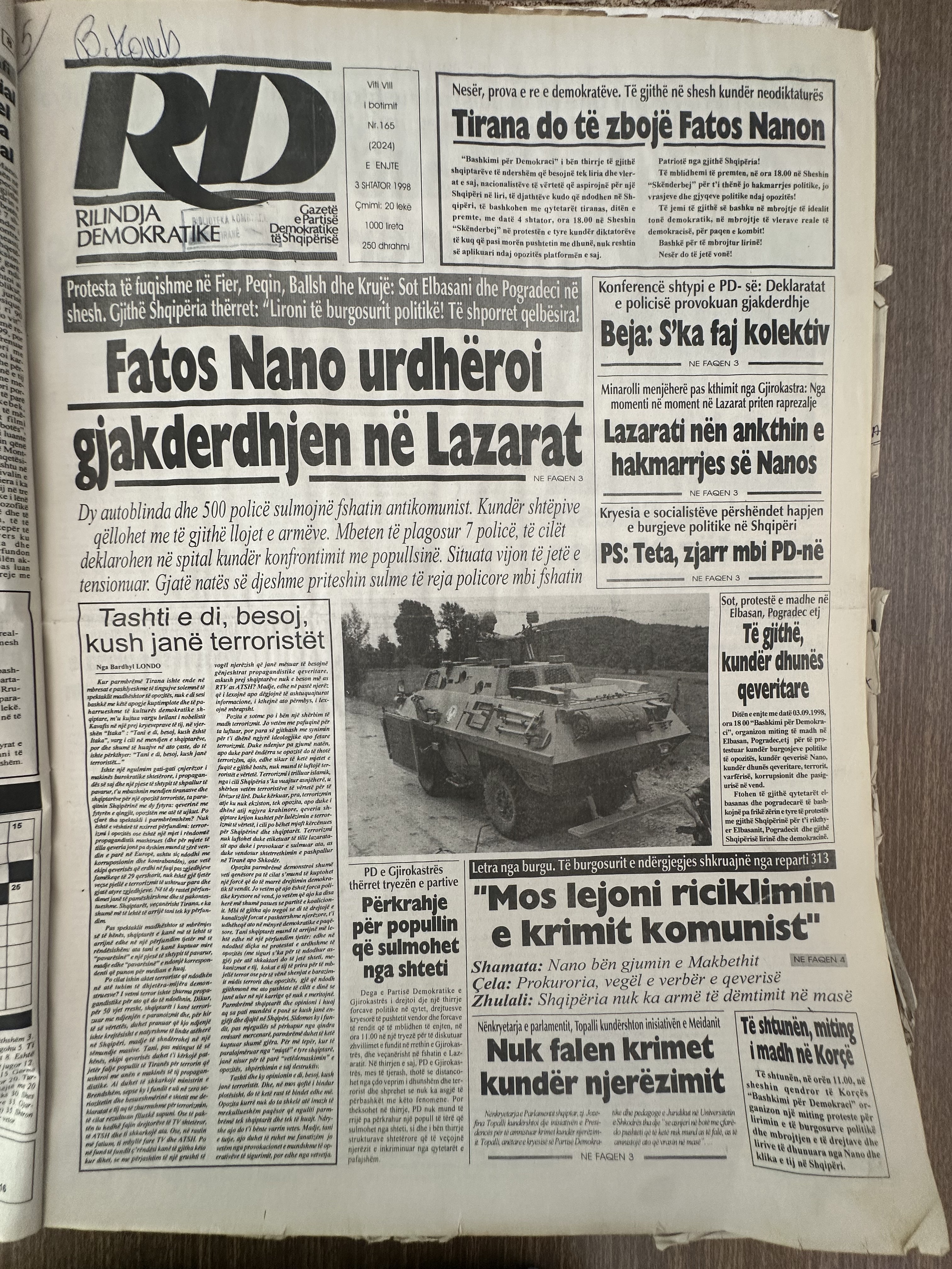 Rilindja Demokratike 1998-09-03