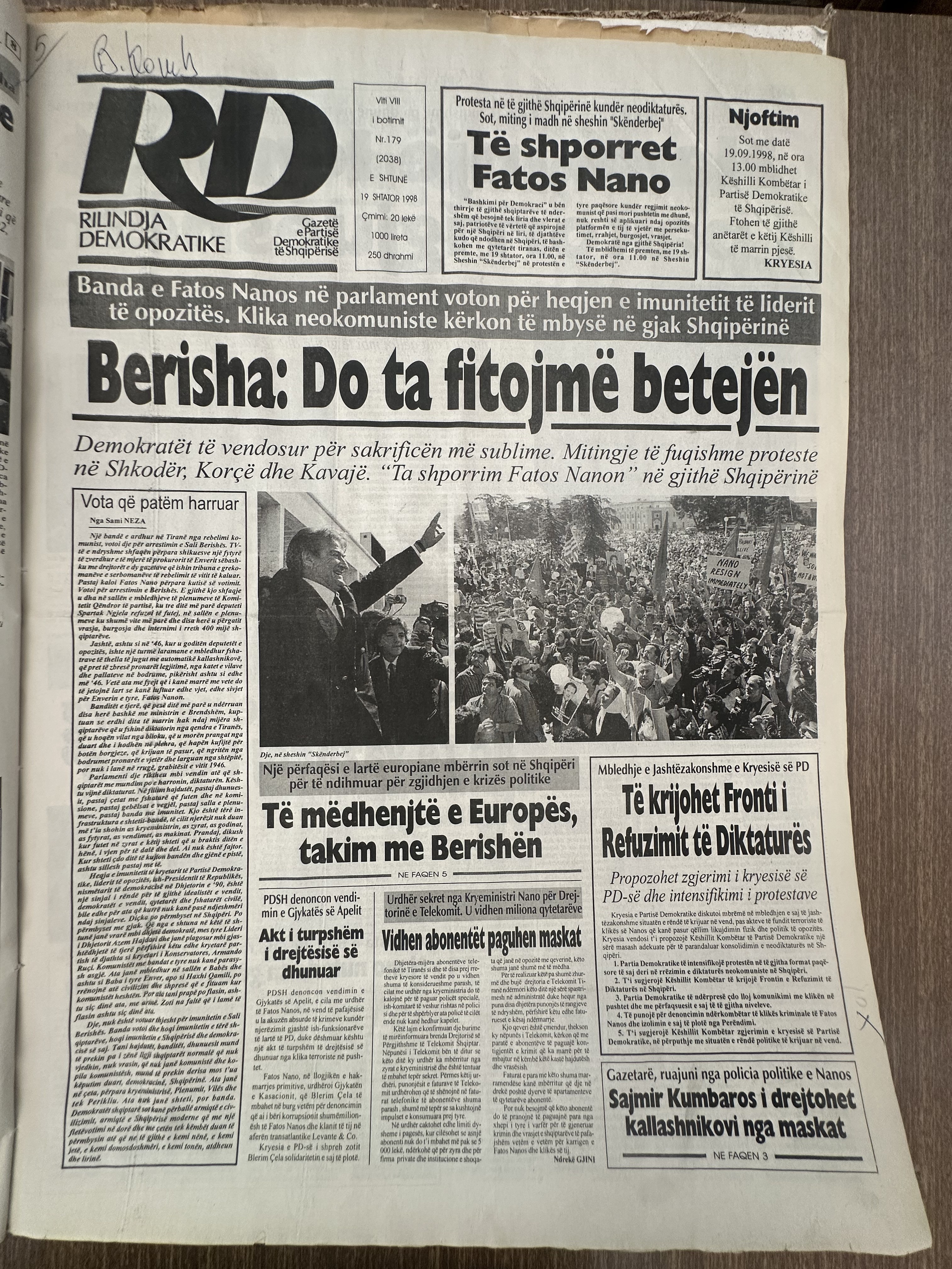 Rilindja Demokratike 1998-09-19