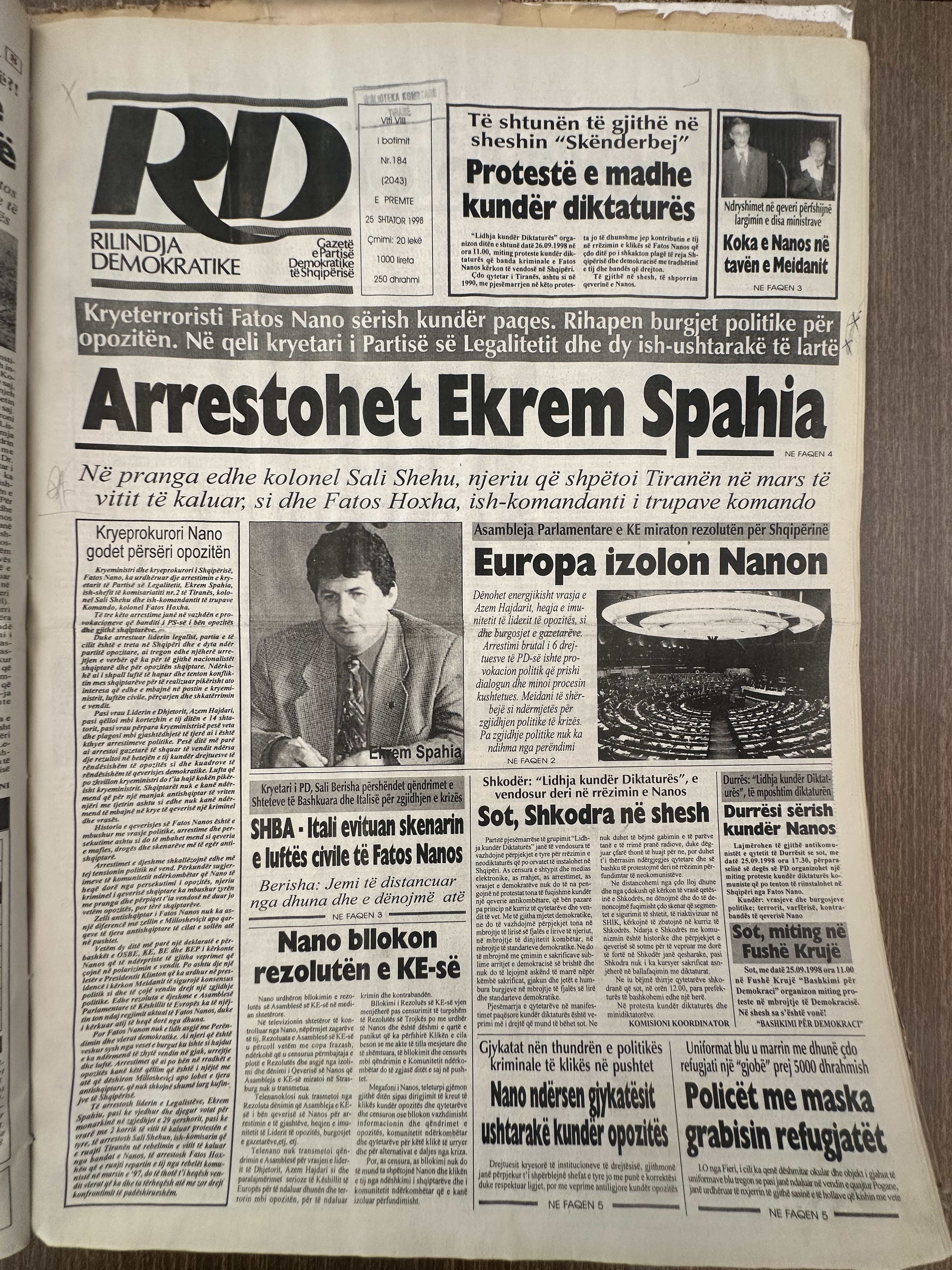 Rilindja Demokratike 1998-02-25