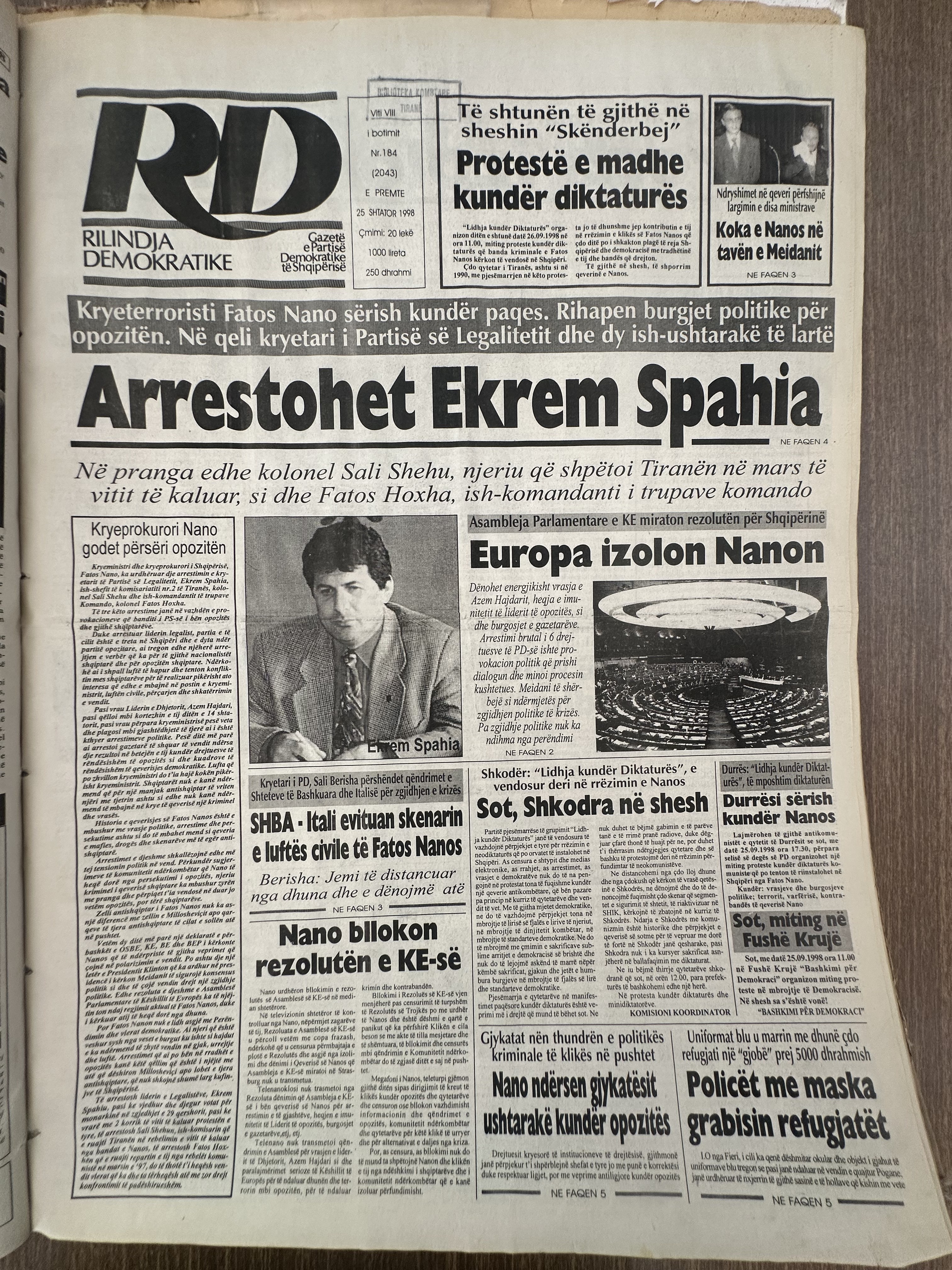 Rilindja Demokratike 1998-02-25