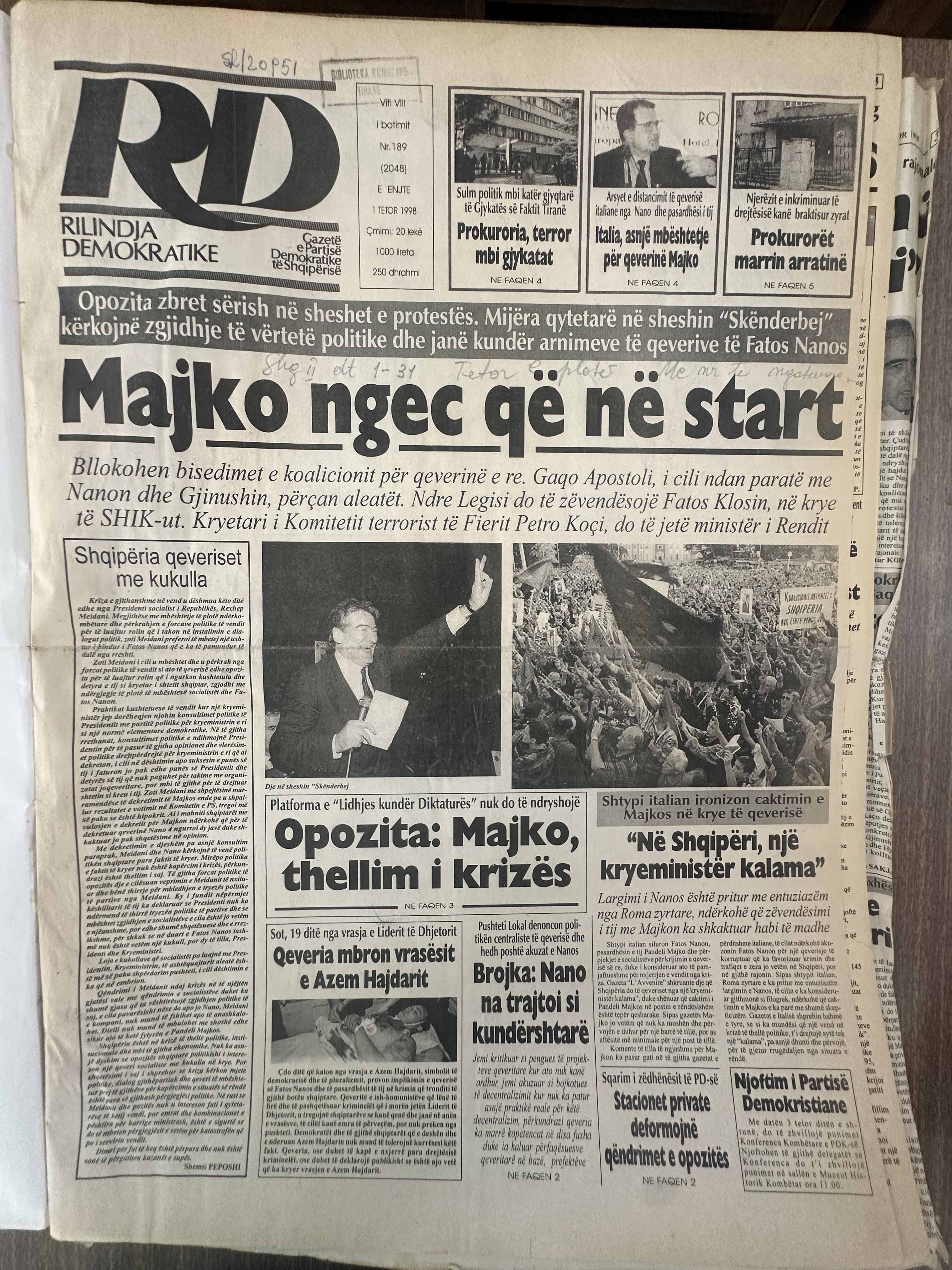 Rilindja Demokratike 1998-10-01