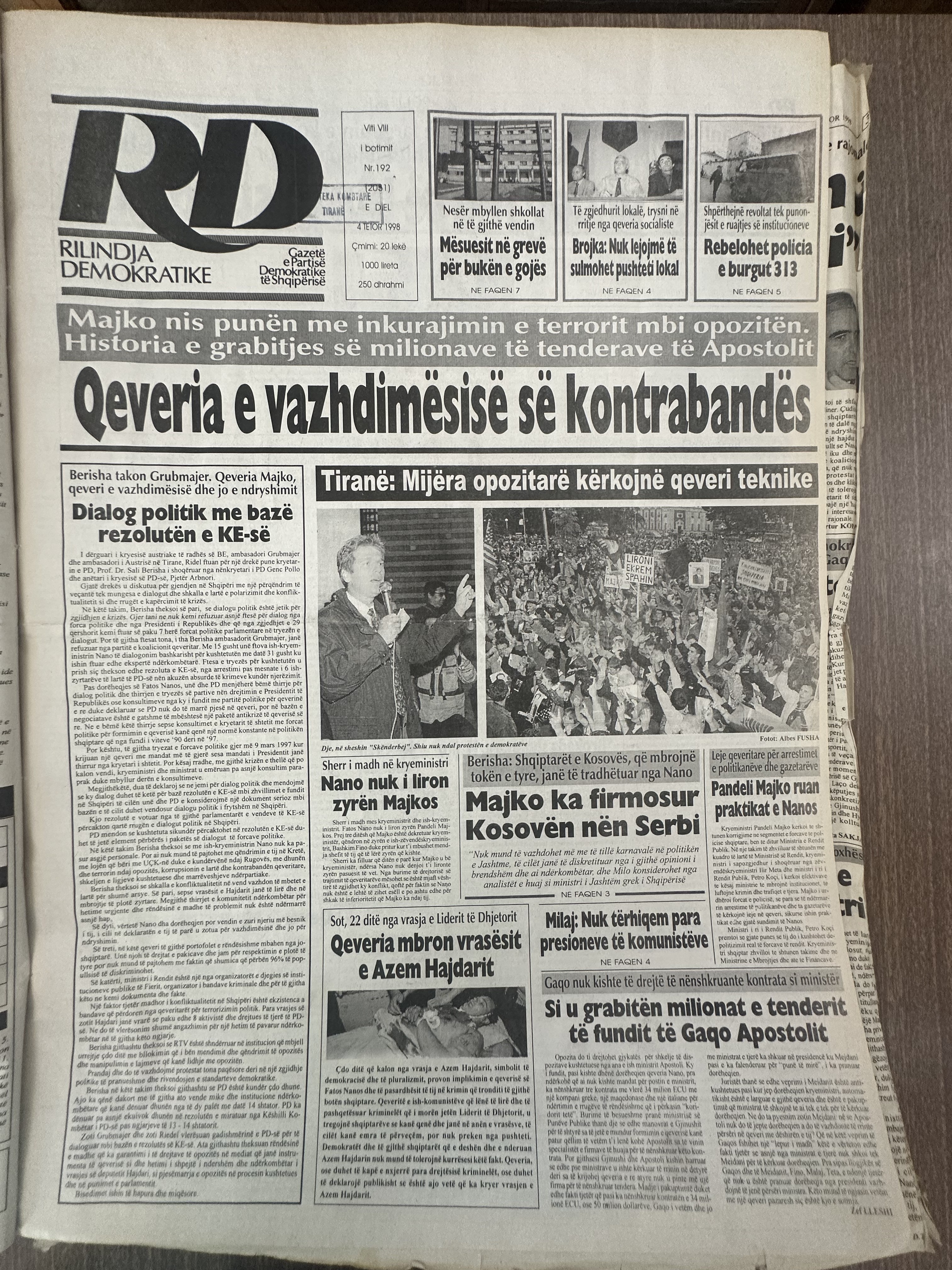 Rilindja Demokratike 1998-09-20