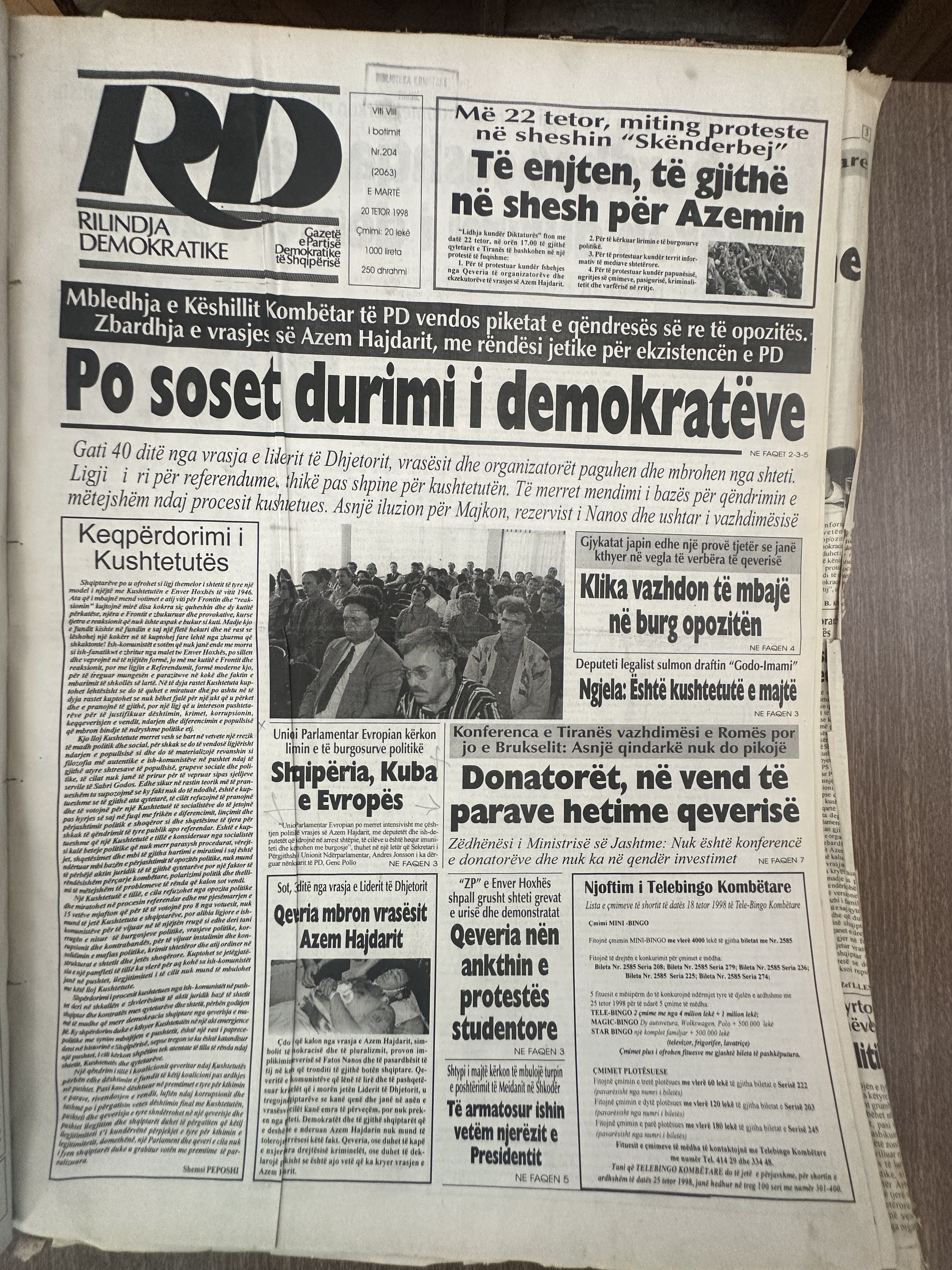 Rilindja Demokratike 1998-10-20