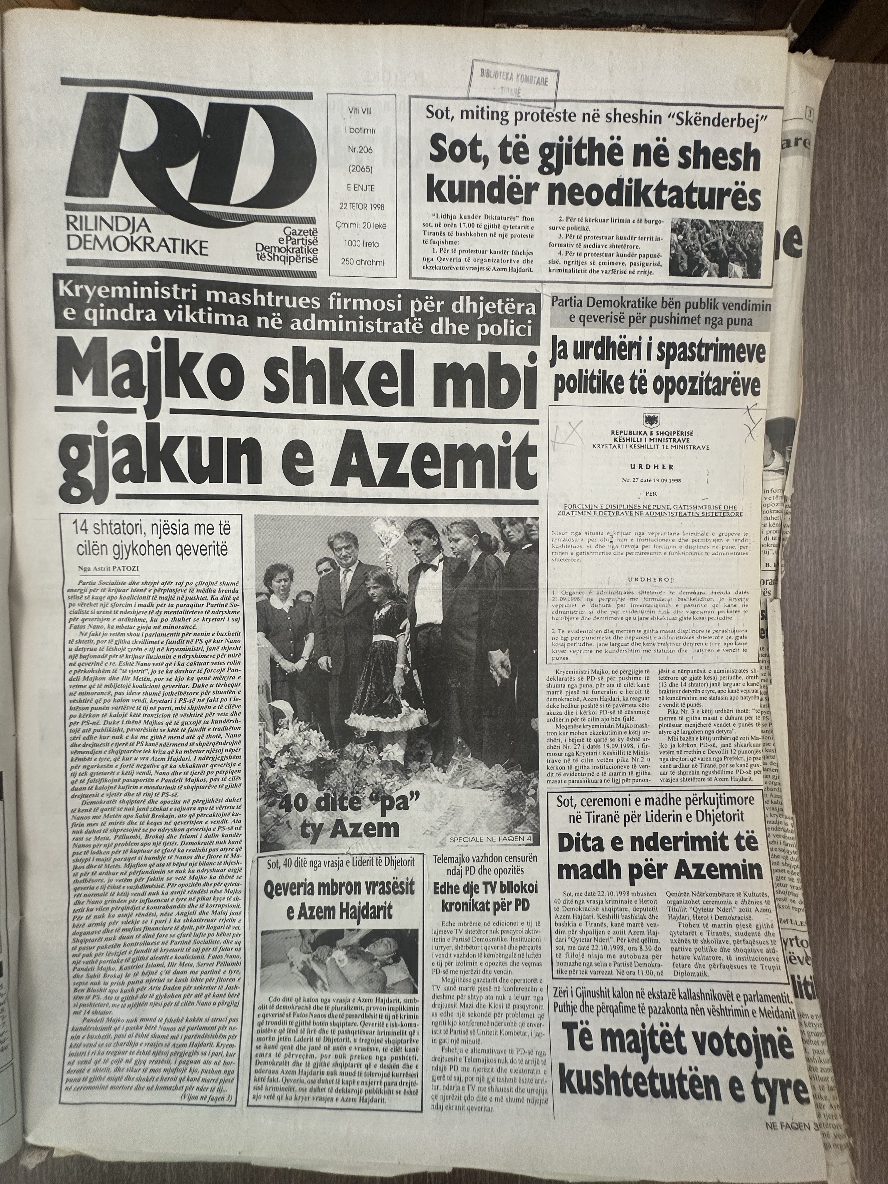 Rilindja Demokratike 1998-10-22