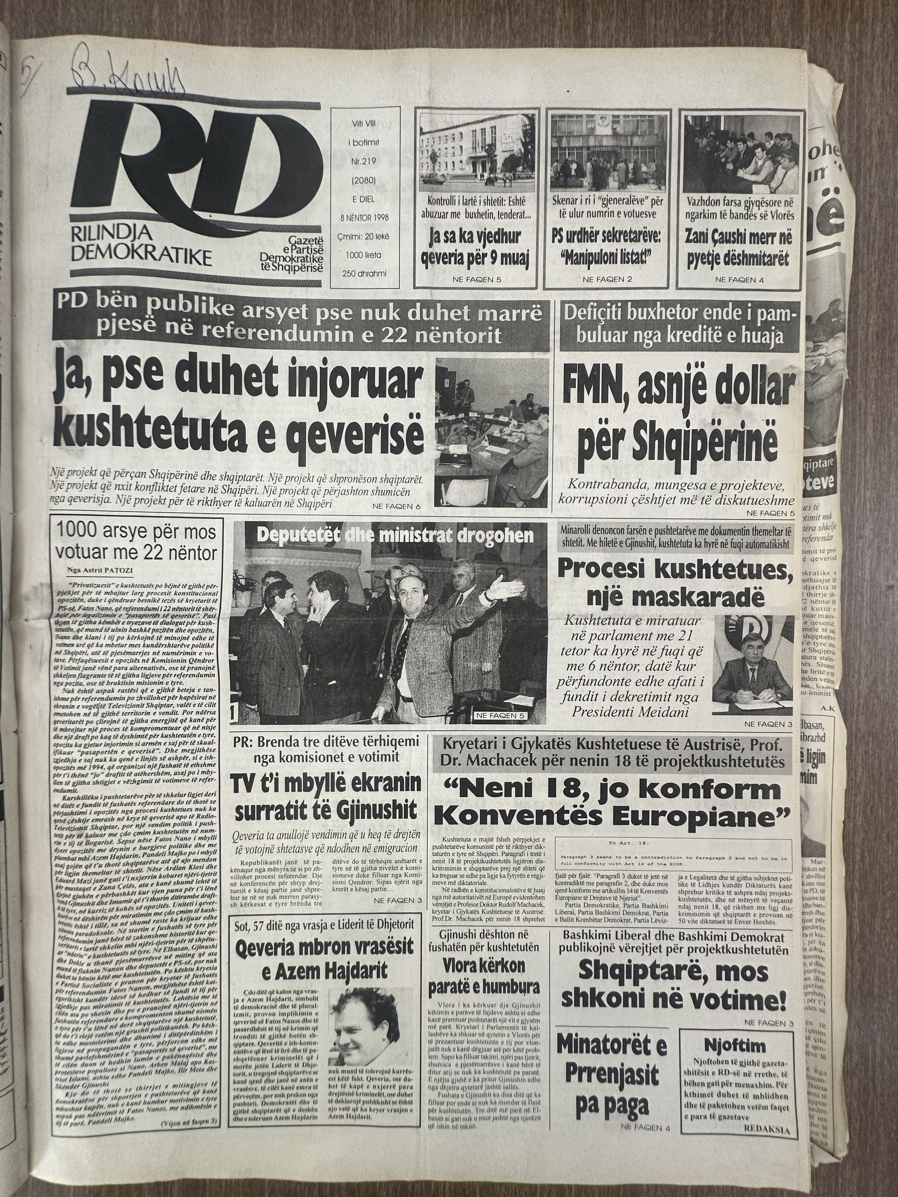 Rilindja Demokratike 1998-11-08
