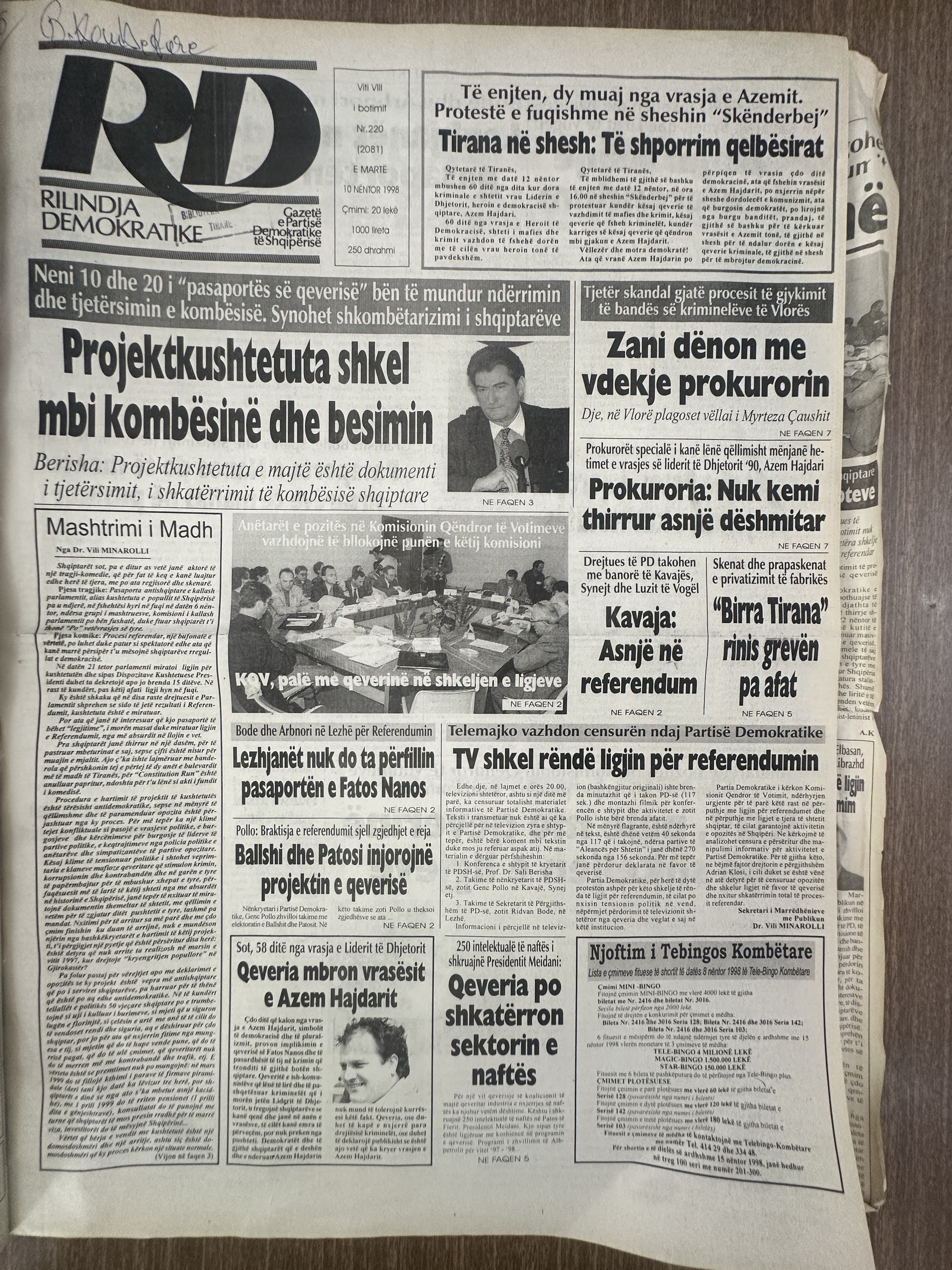 Rilindja Demokratike 1998-11-10