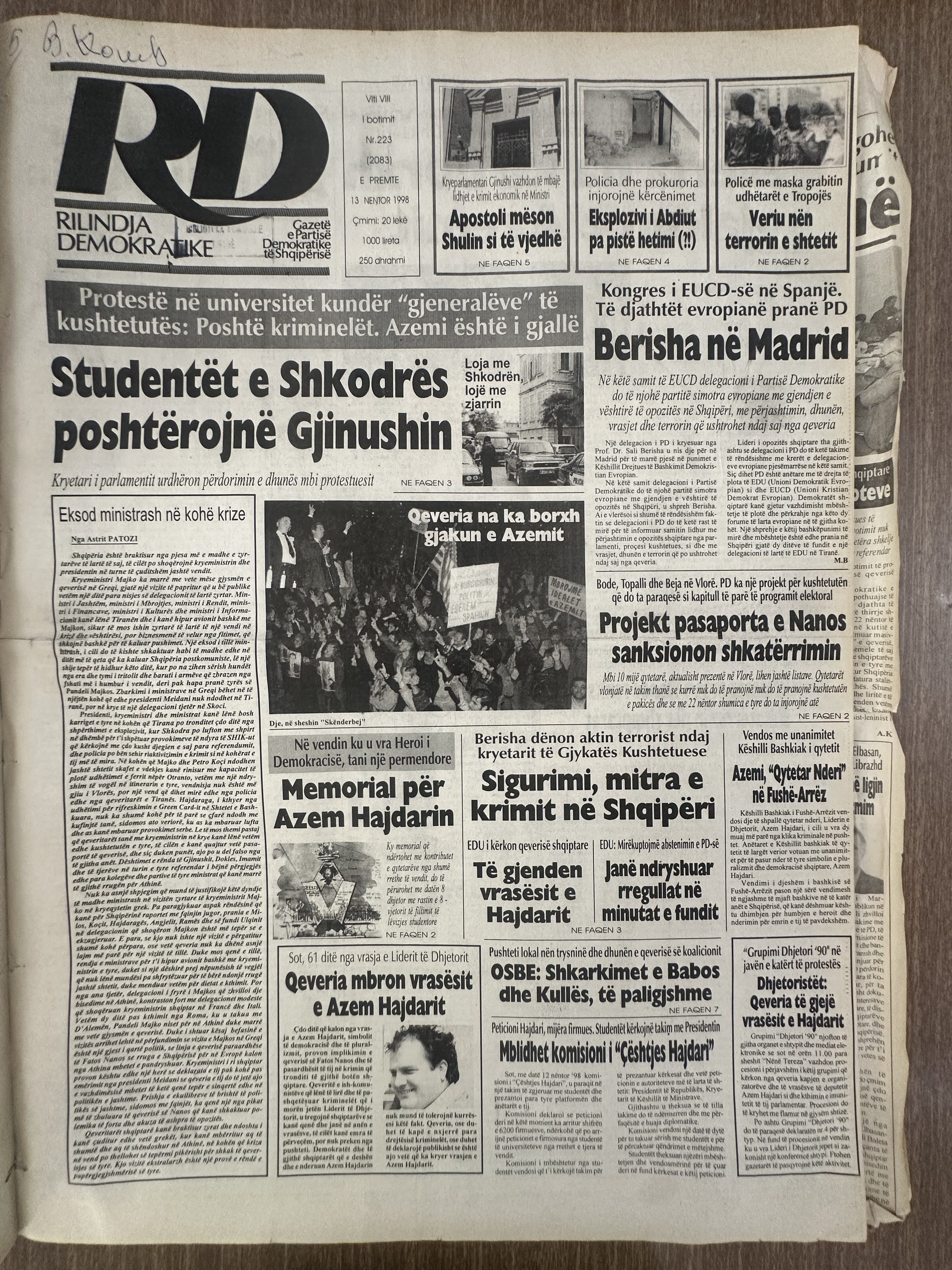 Rilindja Demokratike 1998-11-13