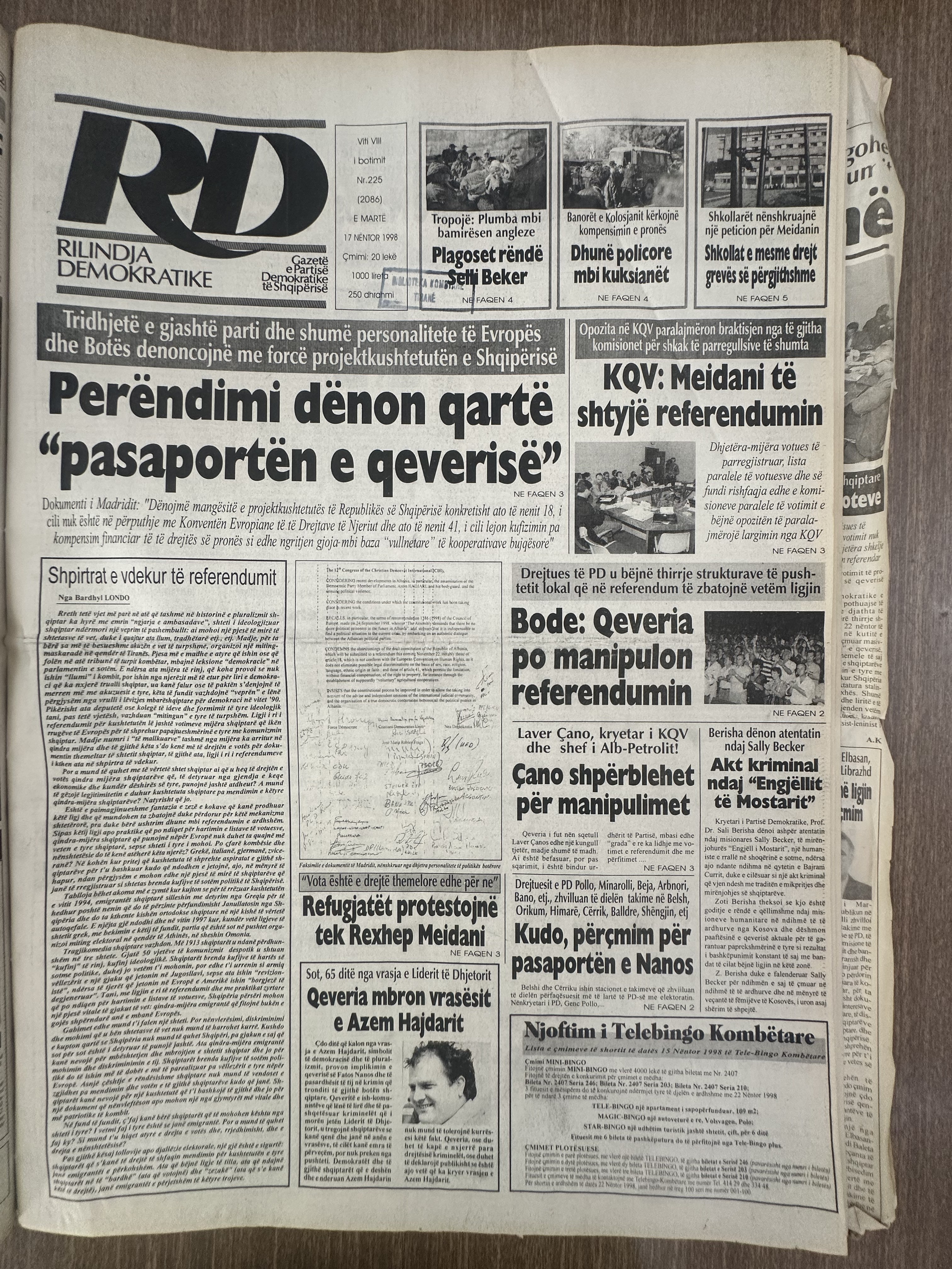 Rilindja Demokratike 1998-11-17
