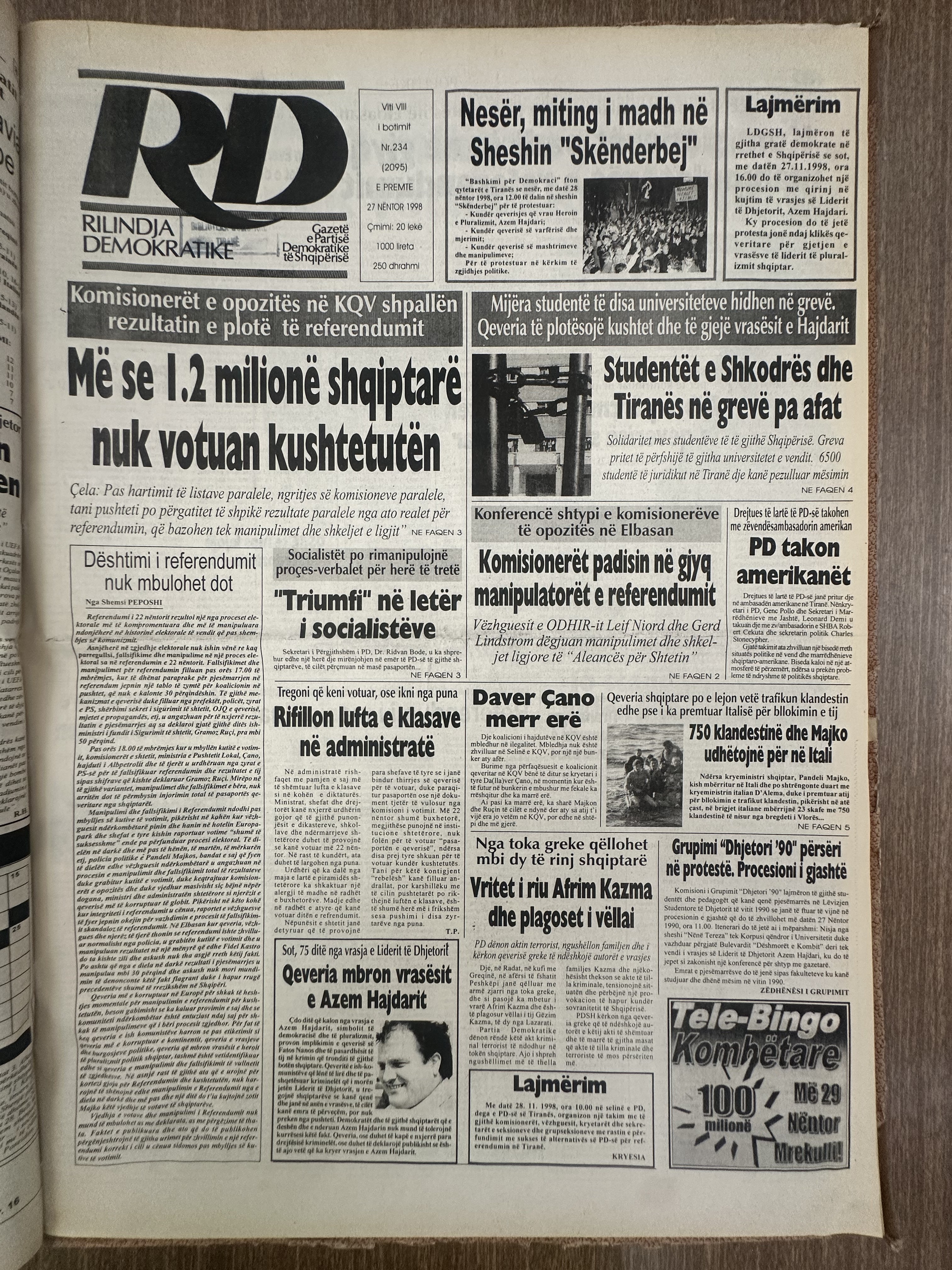 Rilindja Demokratike 1998-11-27