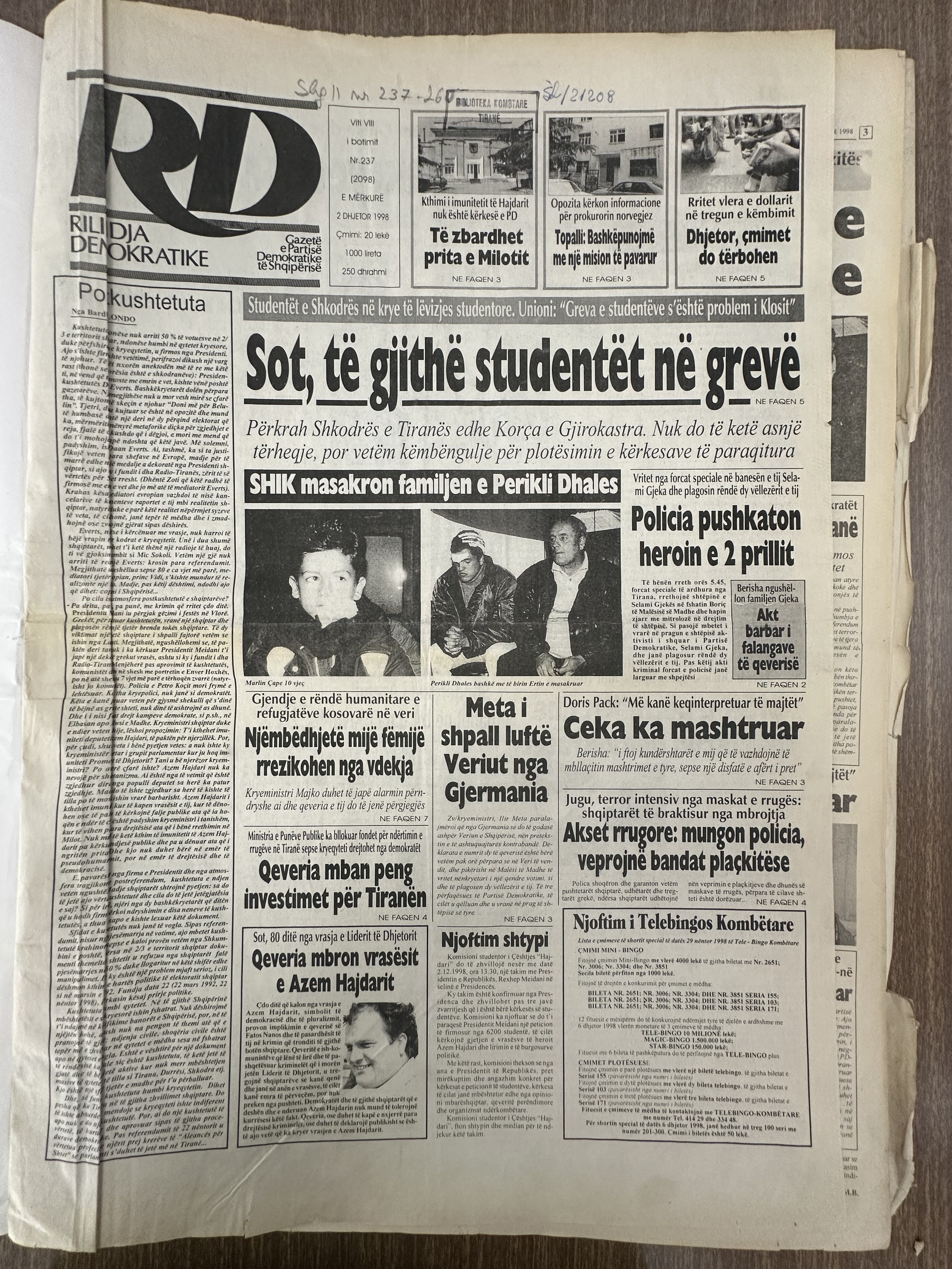 Rilindja Demokratike 1998-12-02