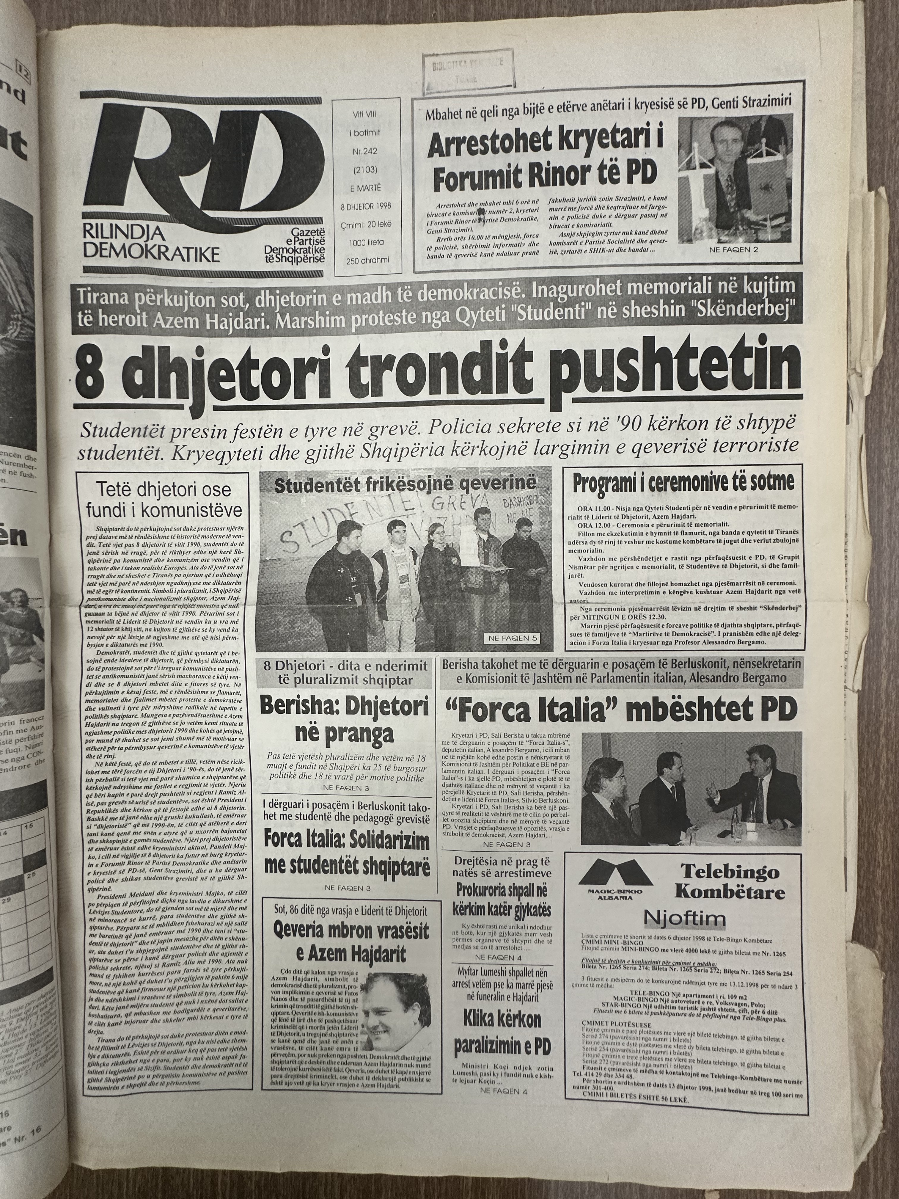 Rilindja Demokratike 1998-12-08