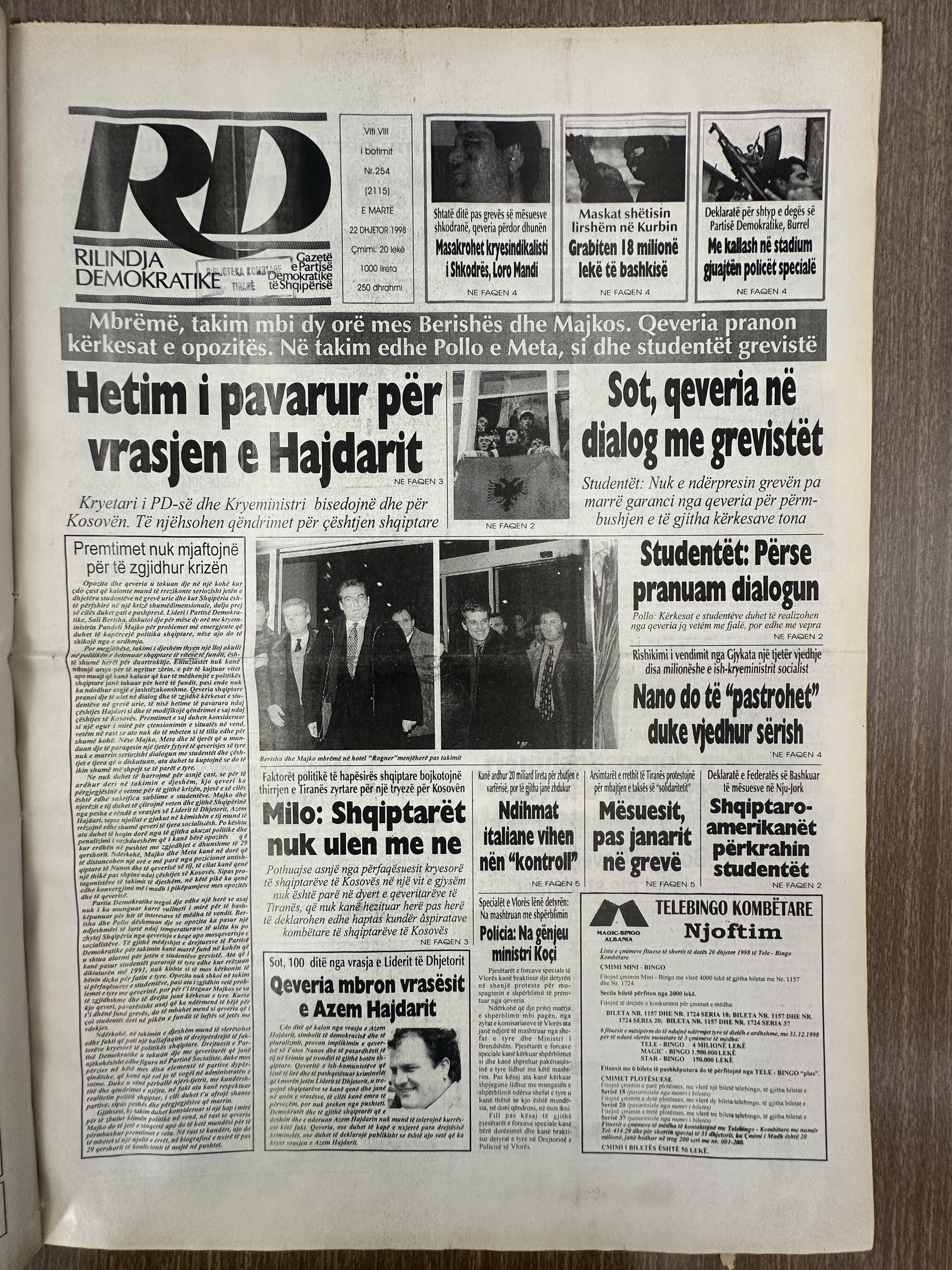 Rilindja Demokratike 1998-12-22