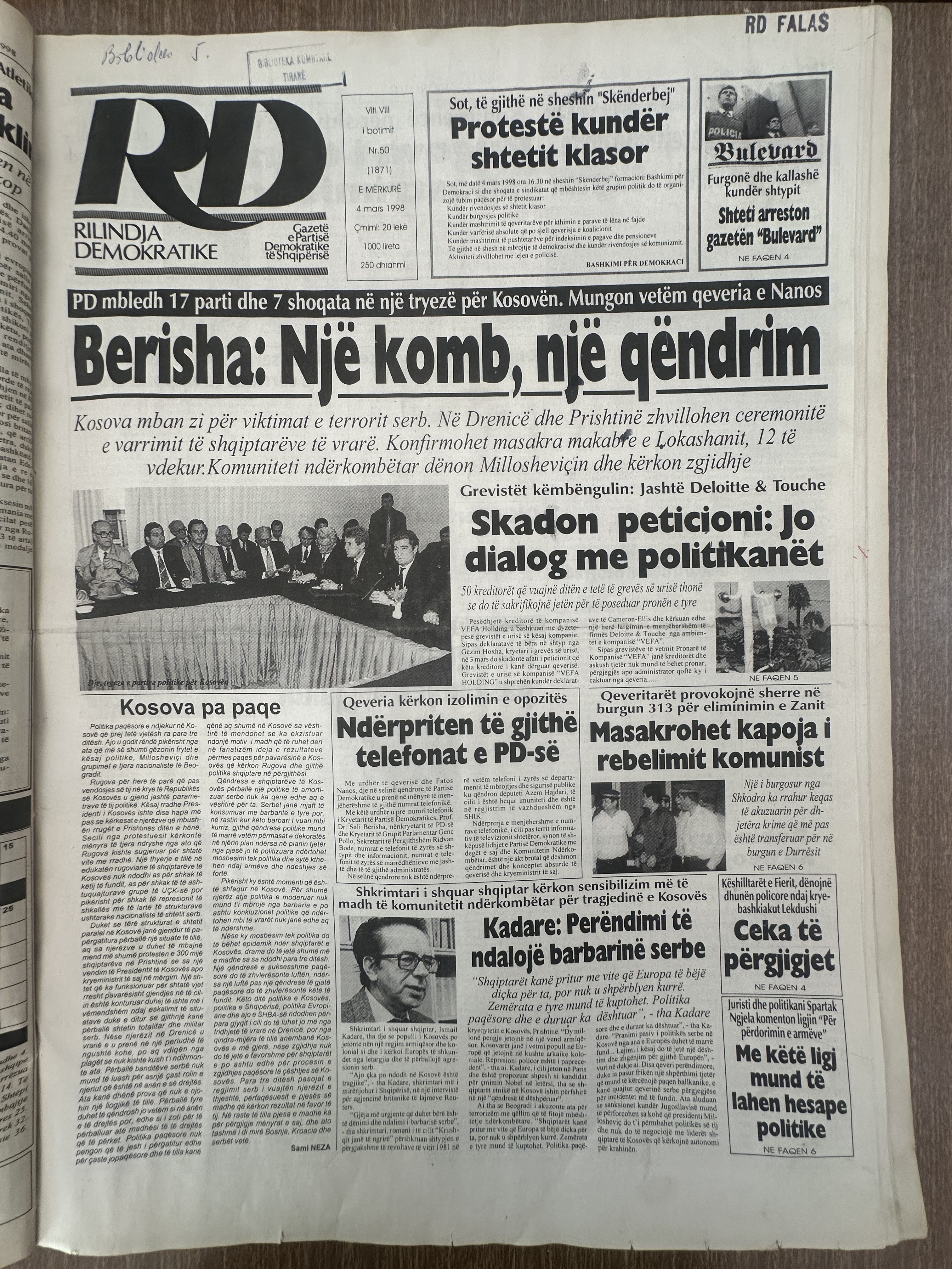 Rilindja Demokratike 1998-03-04