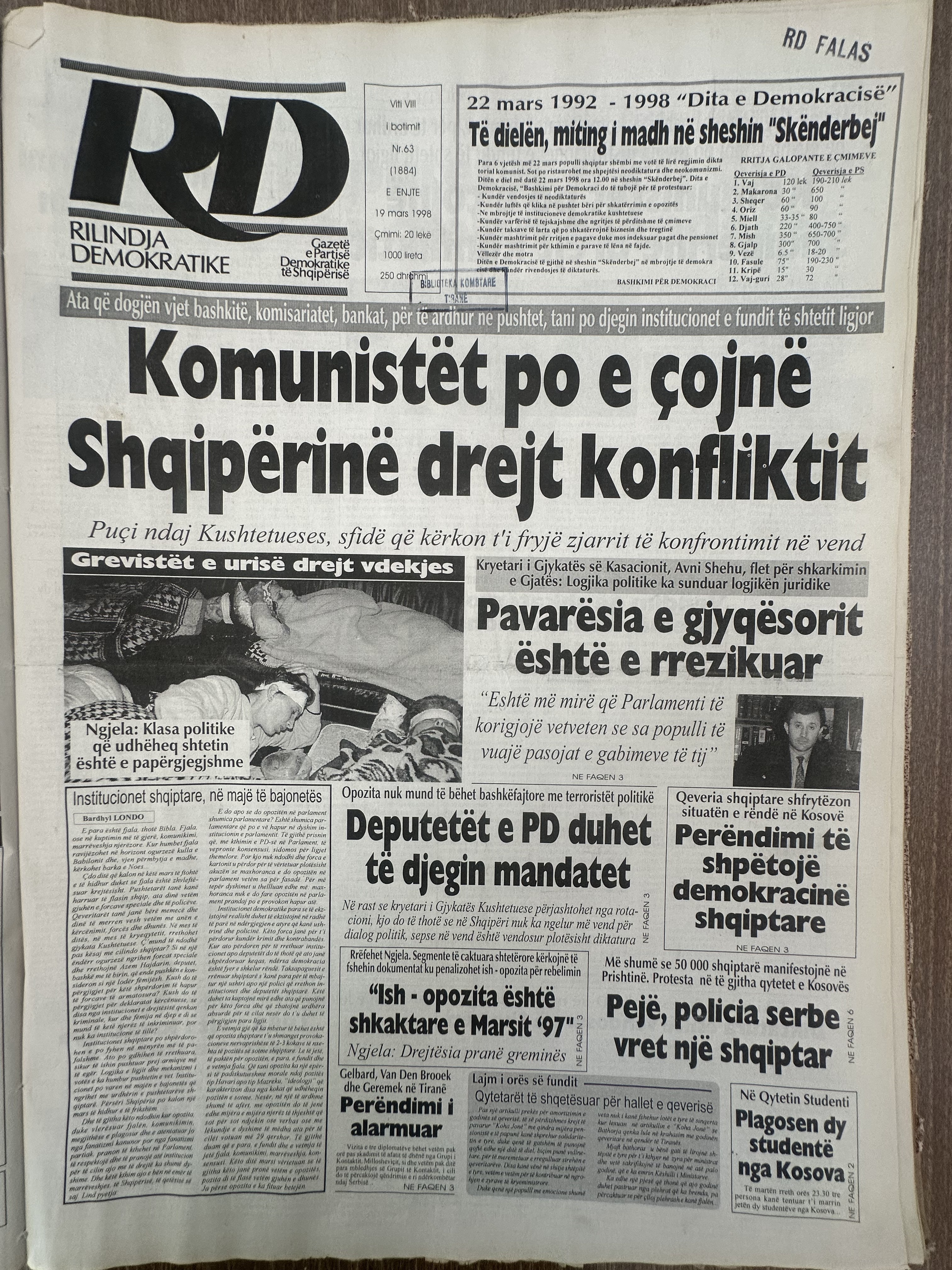 Rilindja Demokratike 1998-03-19