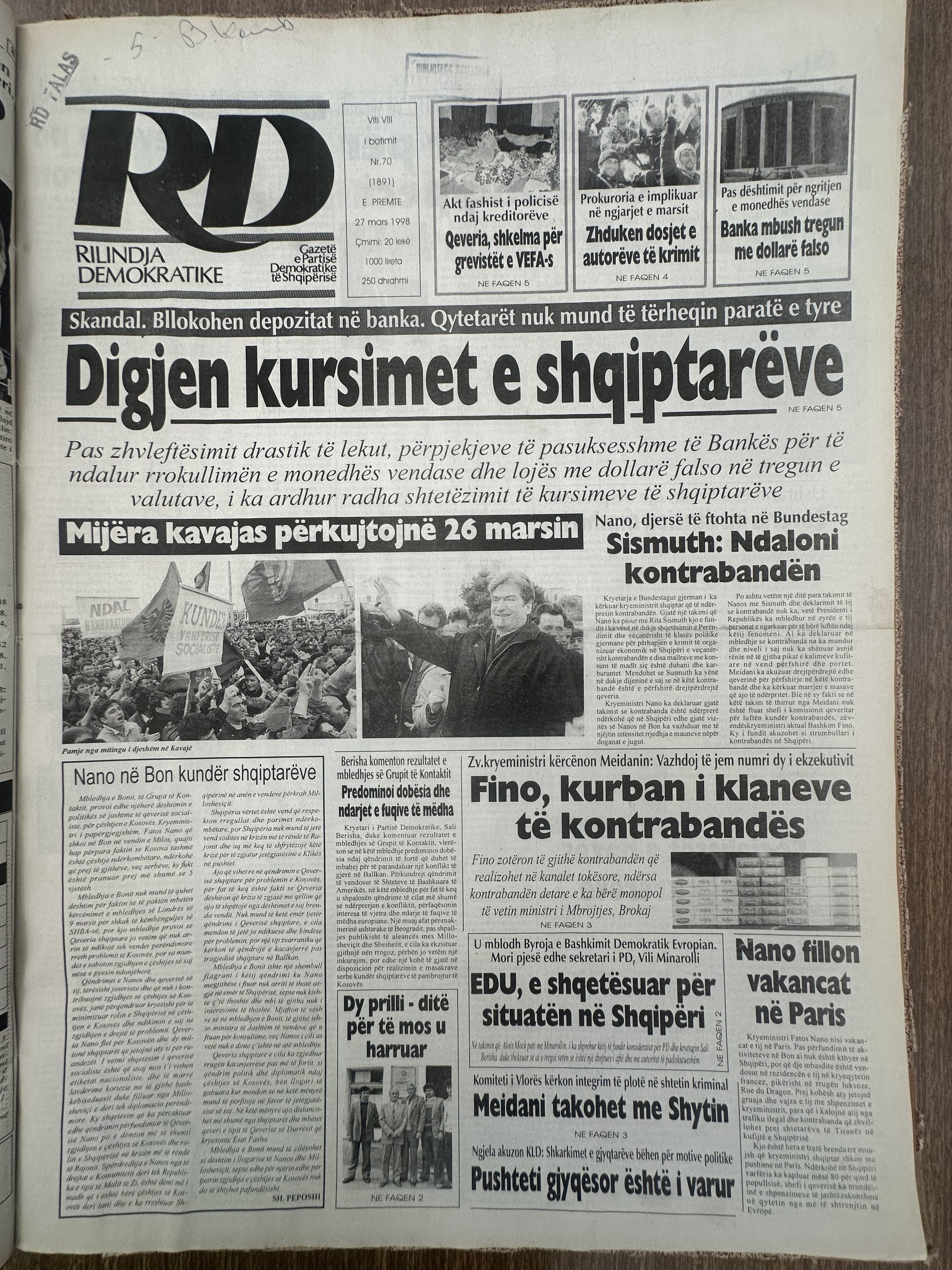 Rilindja Demokratike 1998-03-27