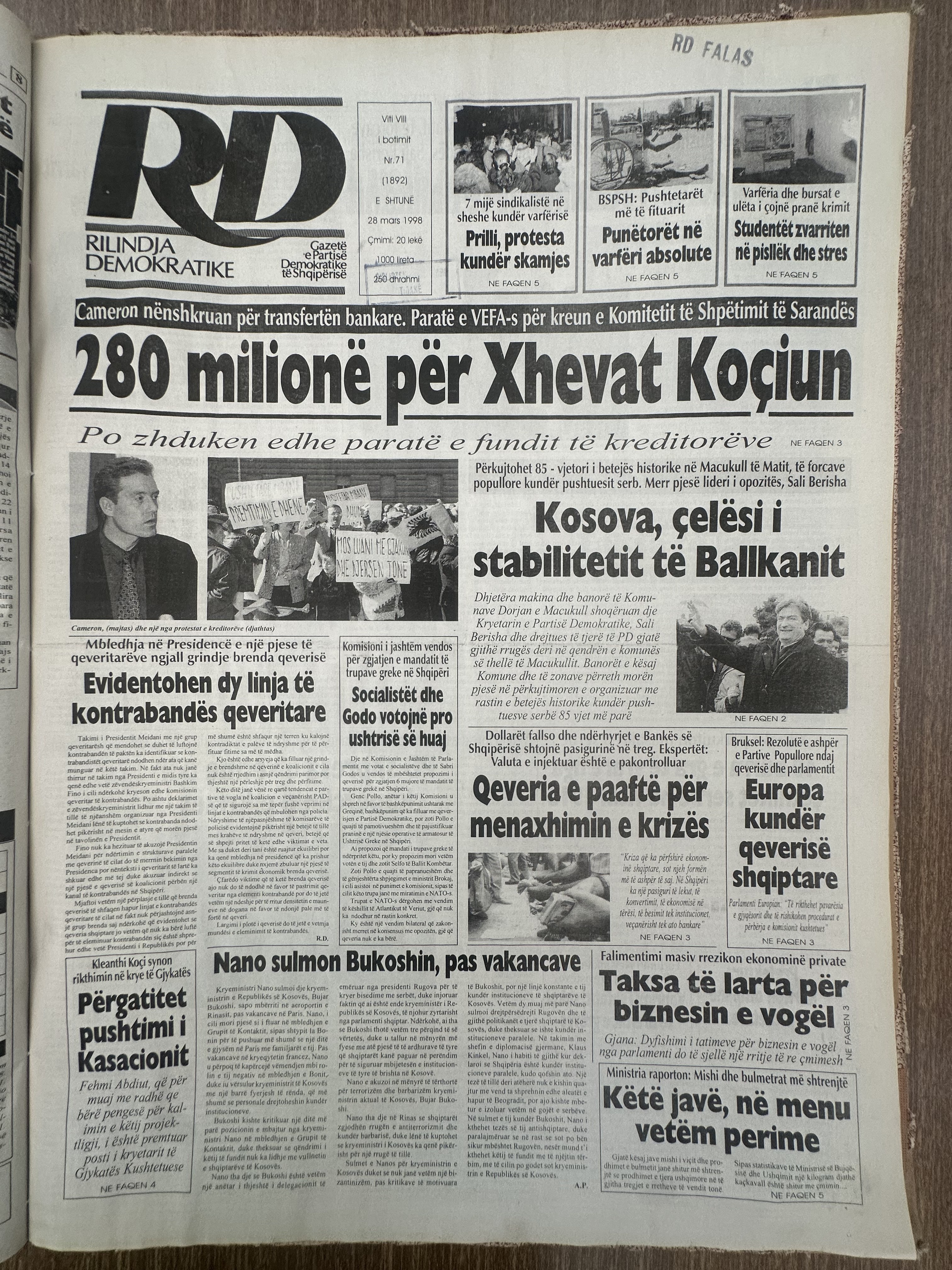 Rilindja Demokratike 1998-03-28