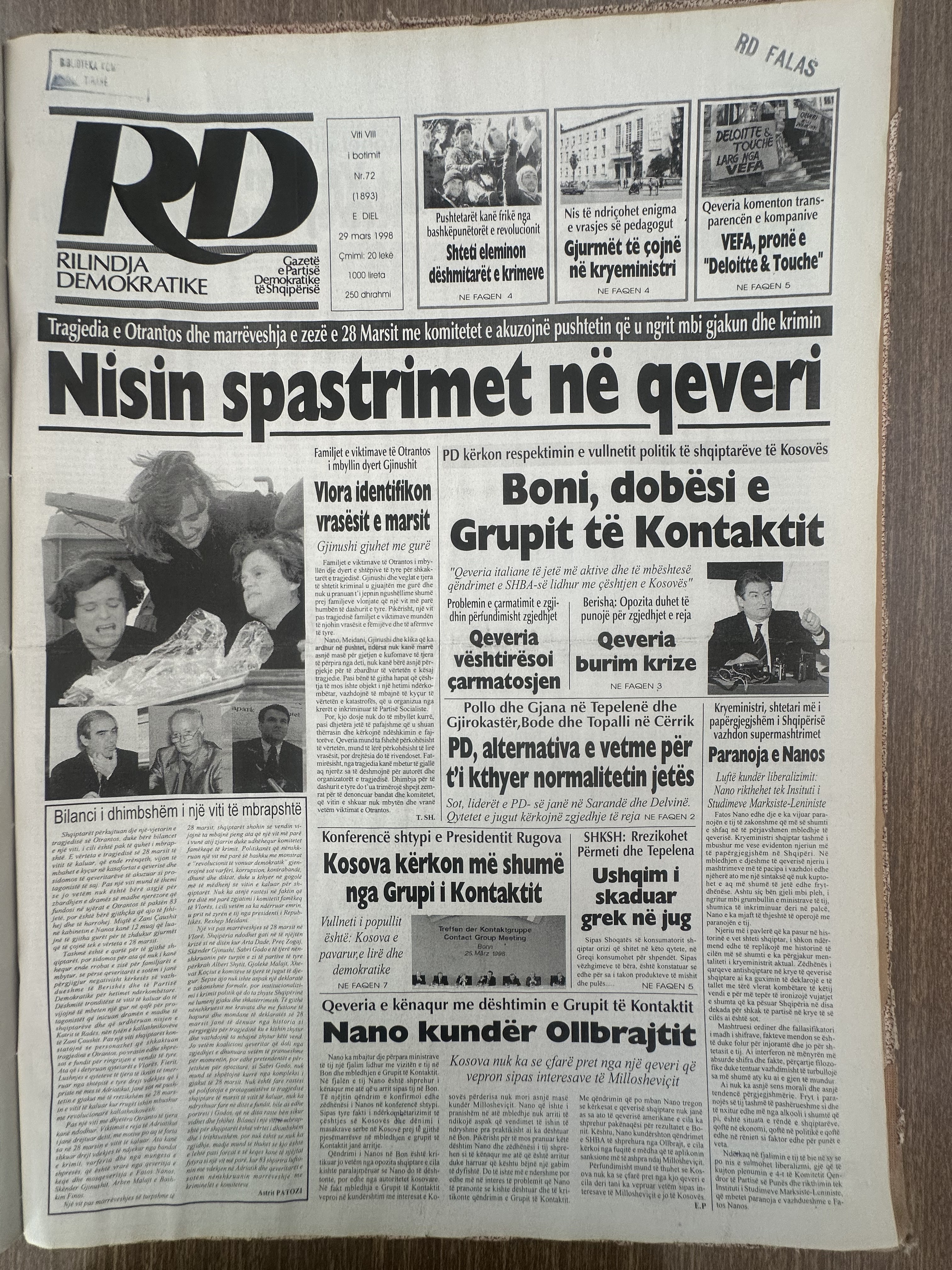 Rilindja Demokratike 1998-03-29