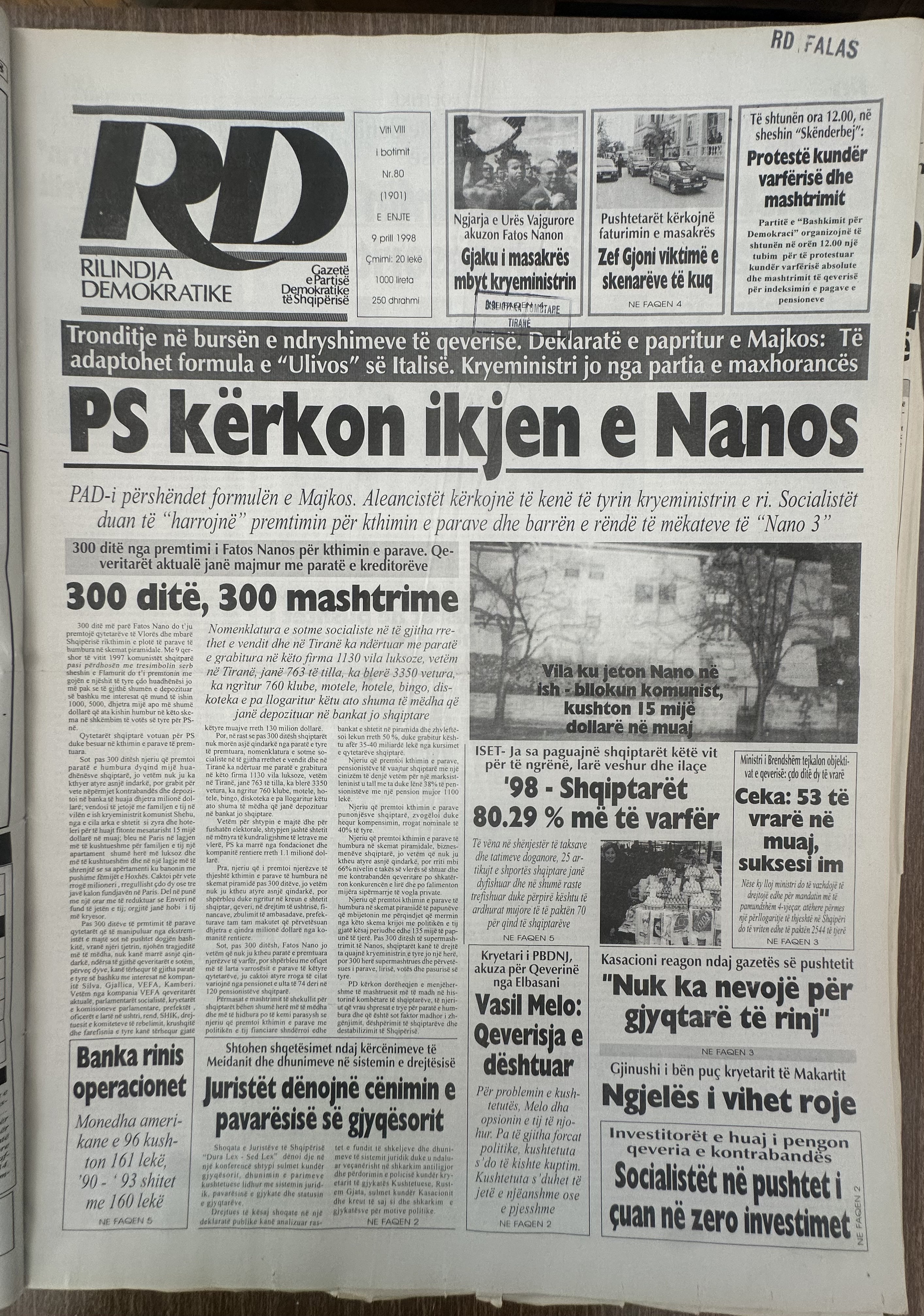 Rilindja Demokratike 1998-04-09