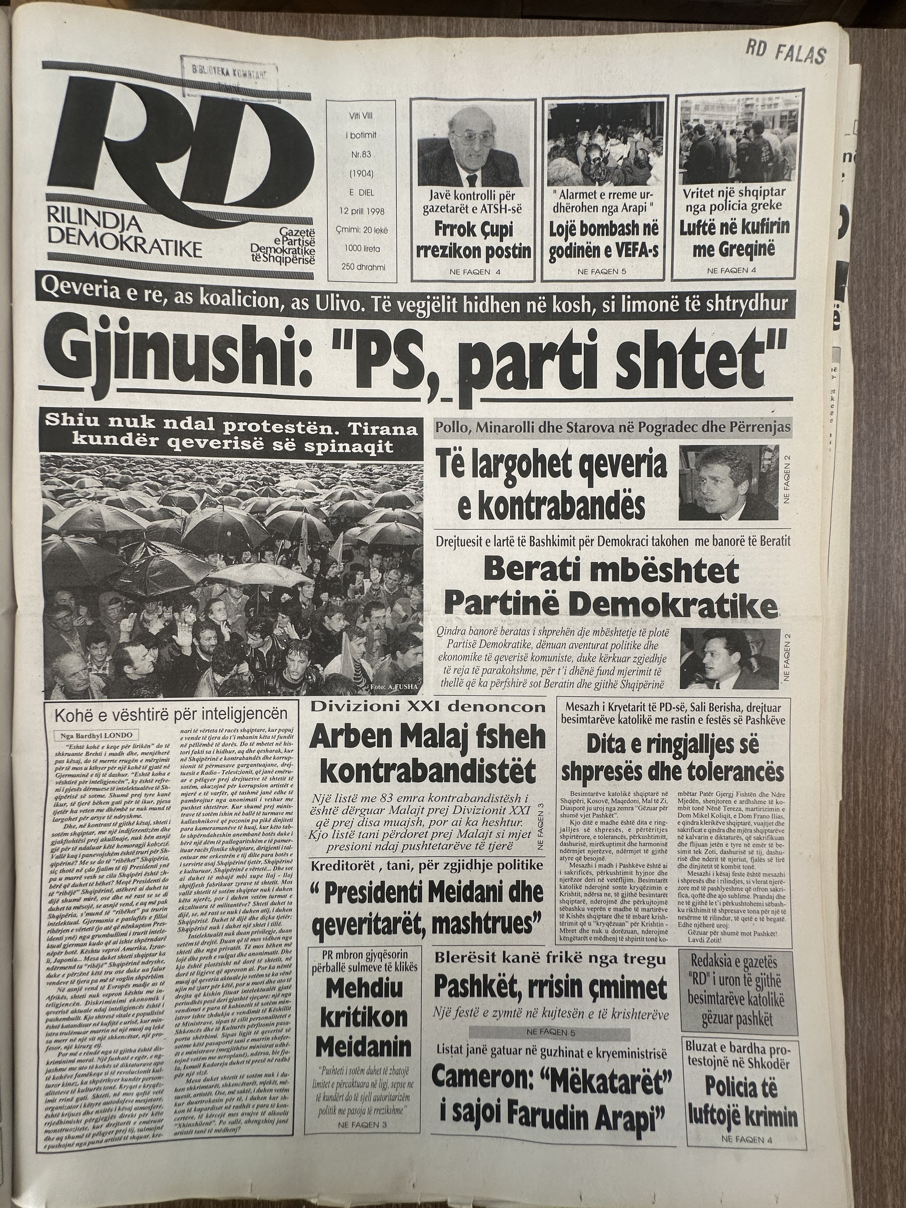 Rilindja Demokratike 1998-04-12