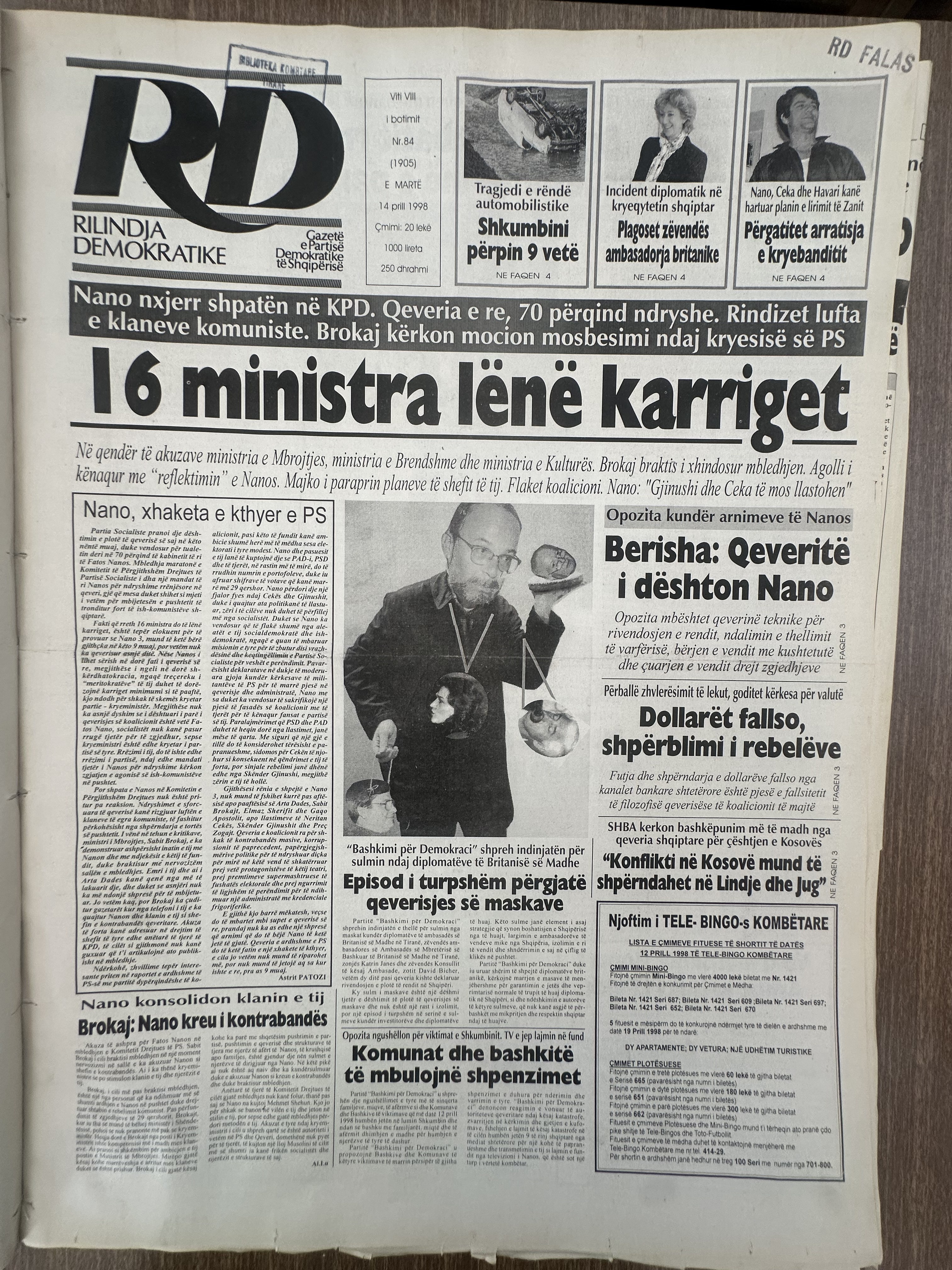 Rilindja Demokratike 1998-04-14