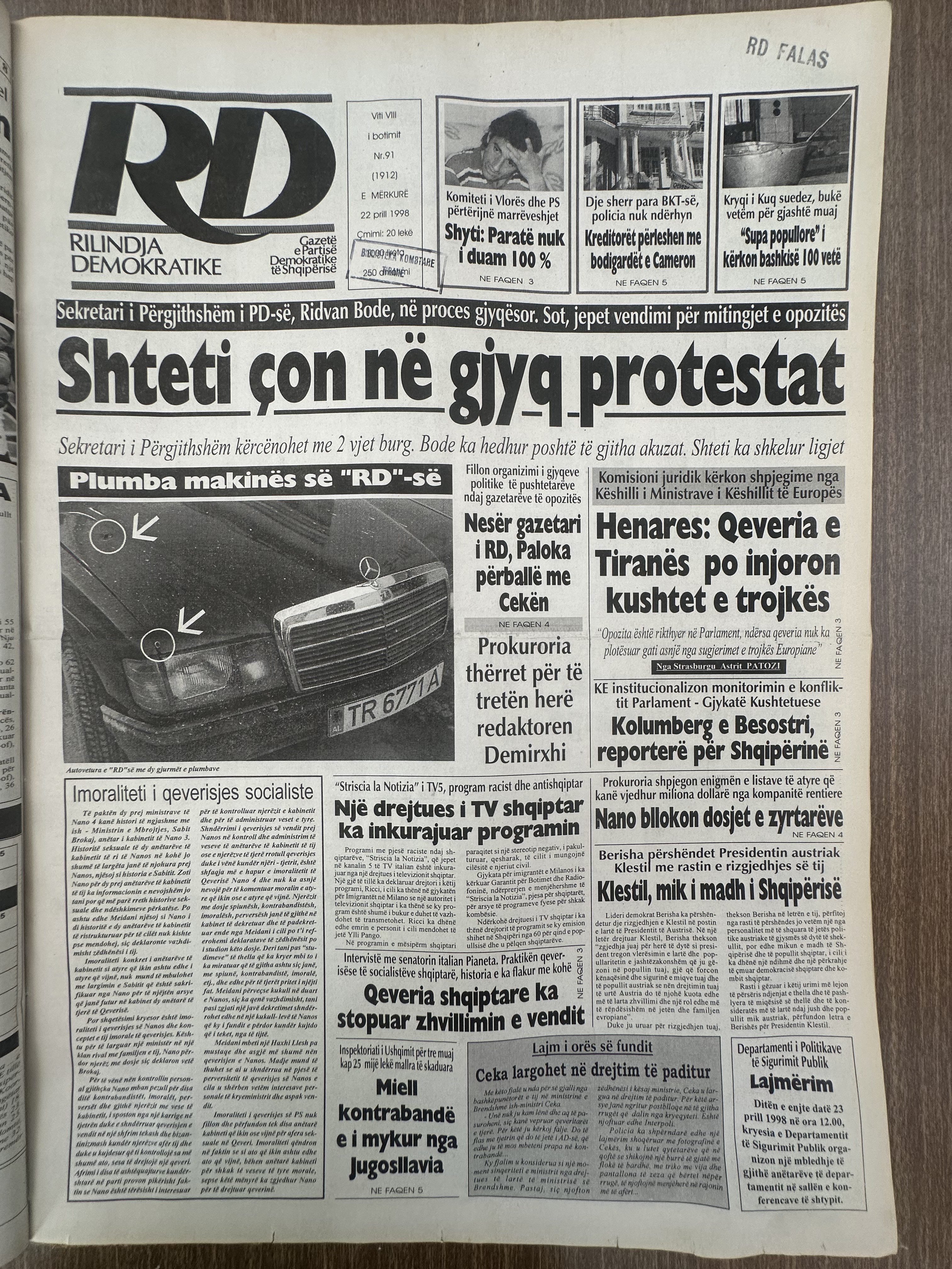 Rilindja Demokratike 1998-04-22