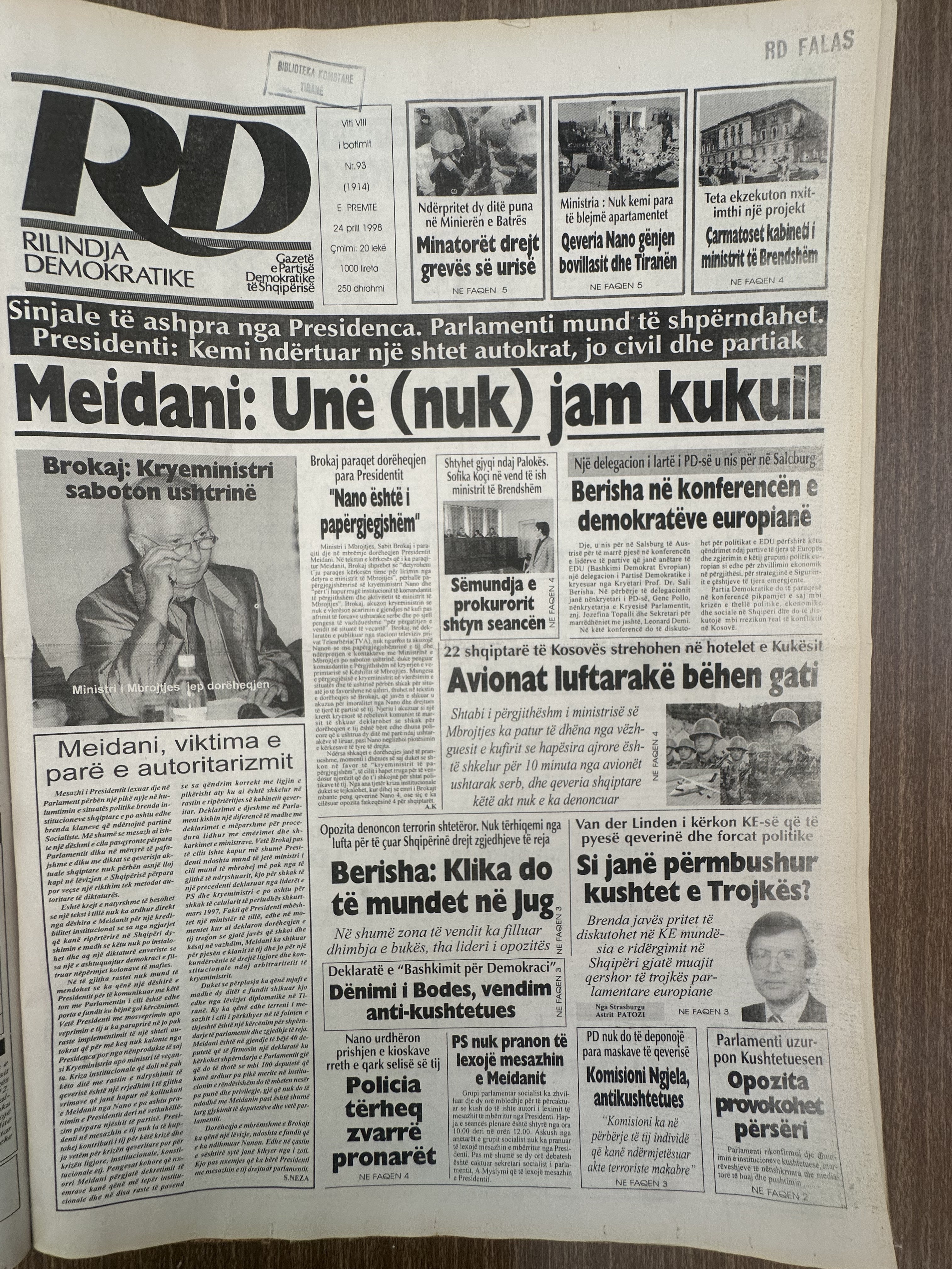 Rilindja Demokratike 1998-04-24