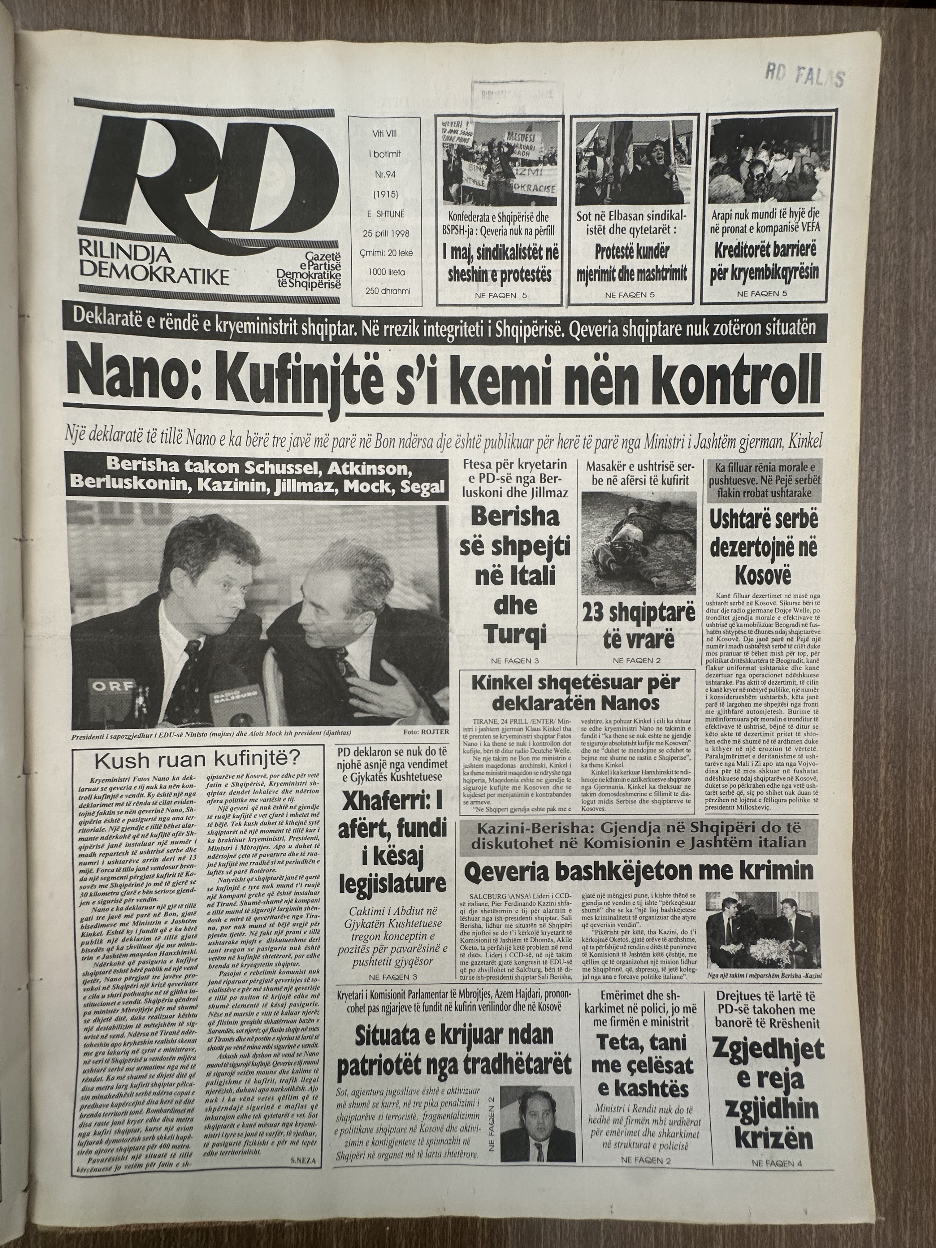 Rilindja Demokratike 1998-04-25