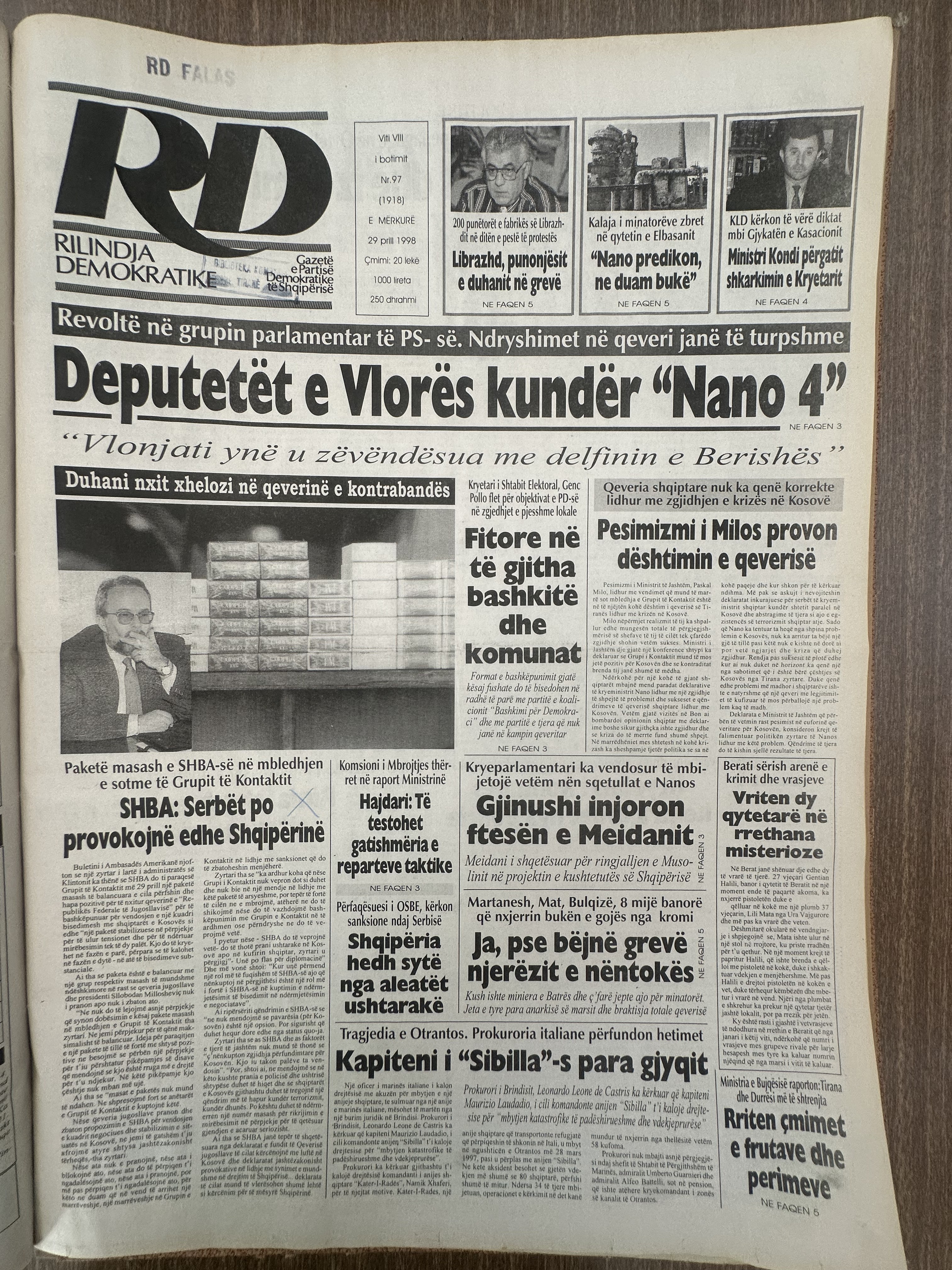 Rilindja Demokratike 1998-04-29