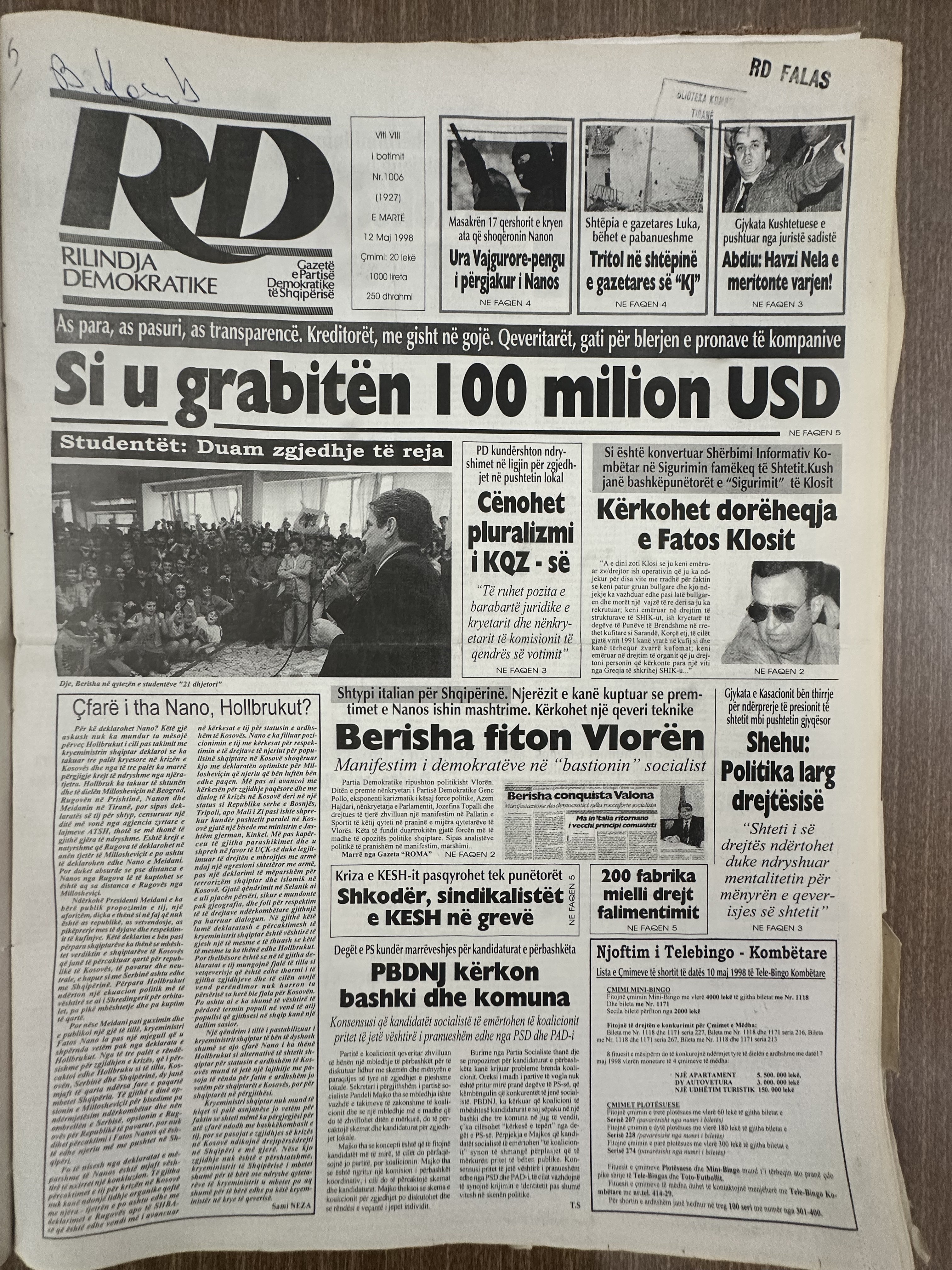 Rilindja Demokratike 1998-05-12
