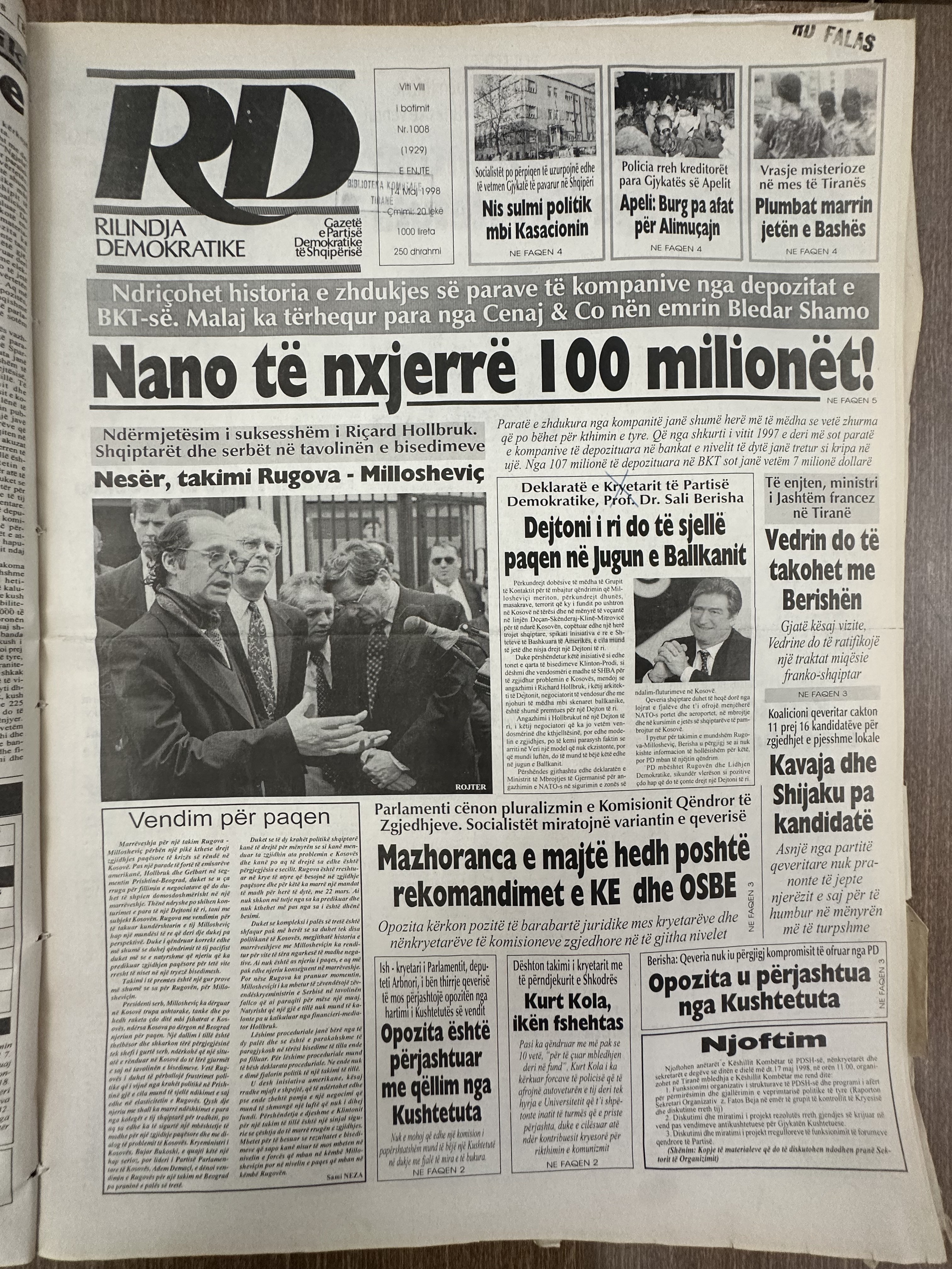 Rilindja Demokratike 1998-10-08