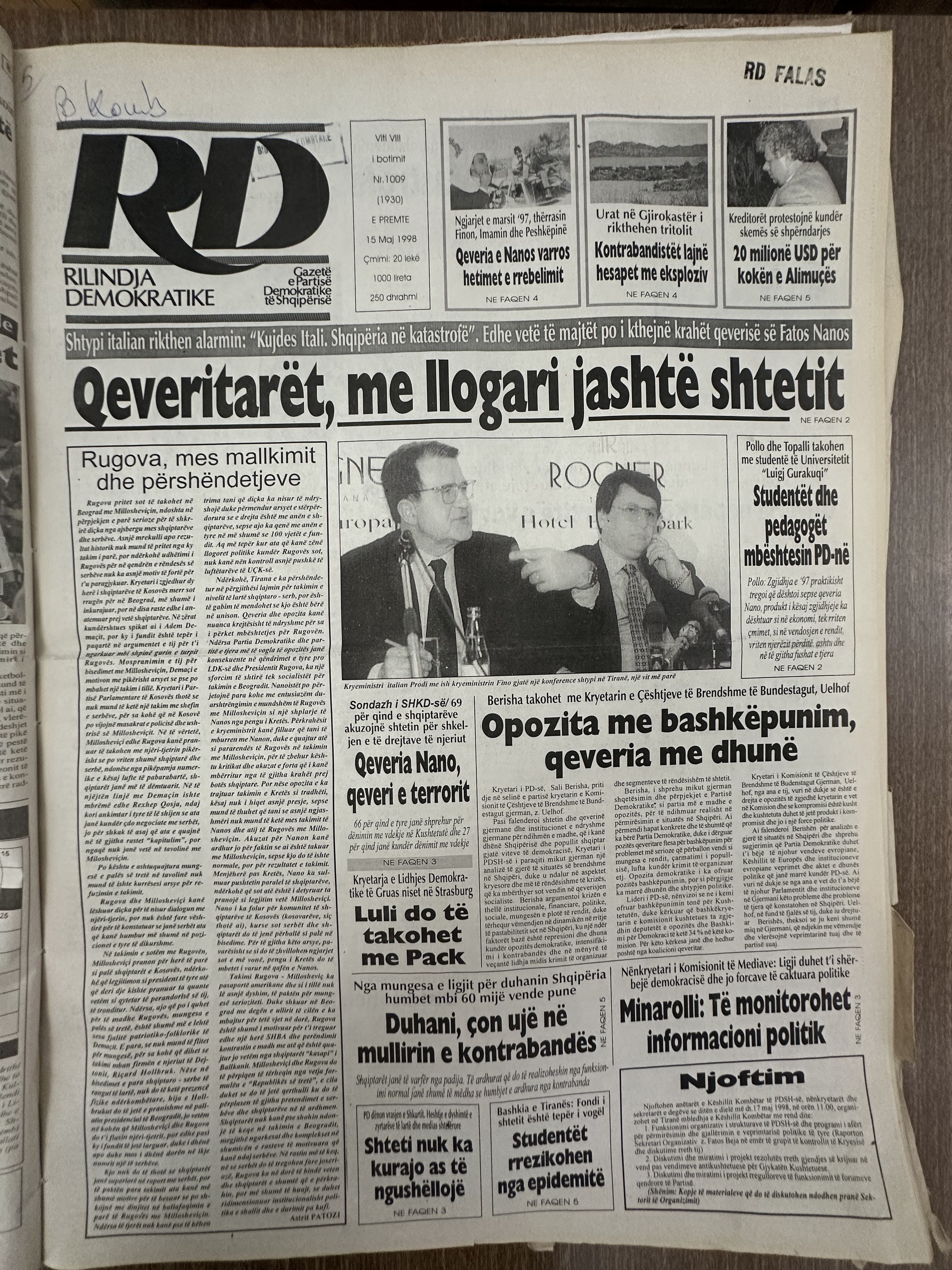 Rilindja Demokratike 1998-05-15