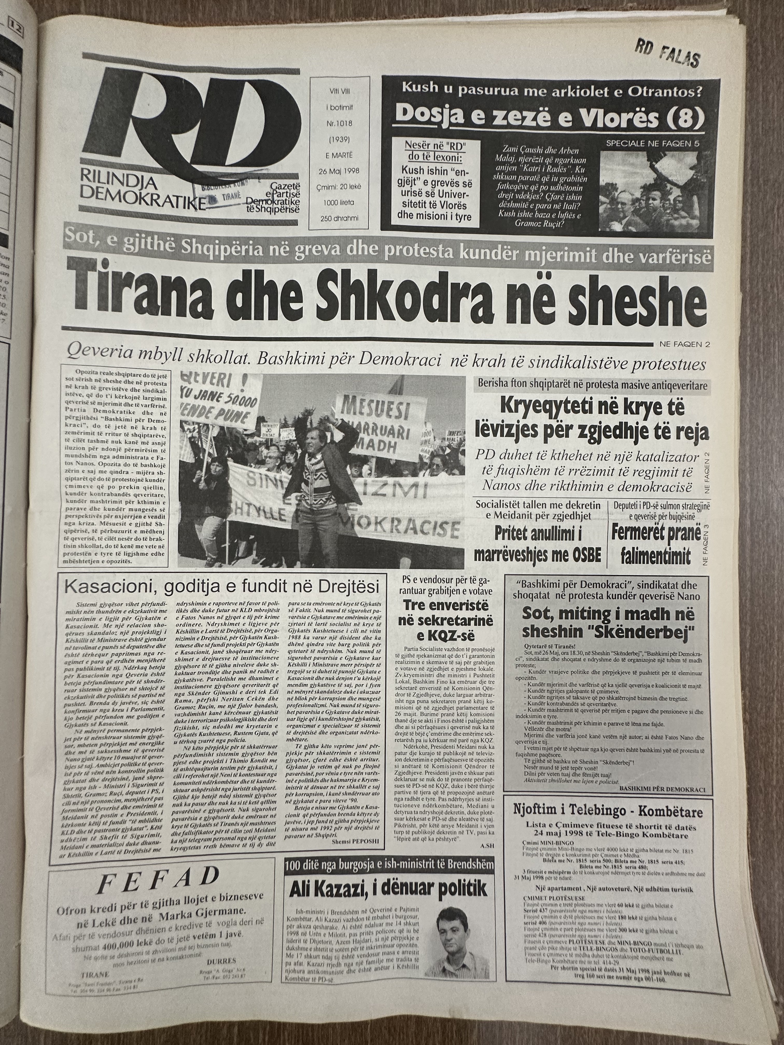 Rilindja Demokratike 1998-05-26
