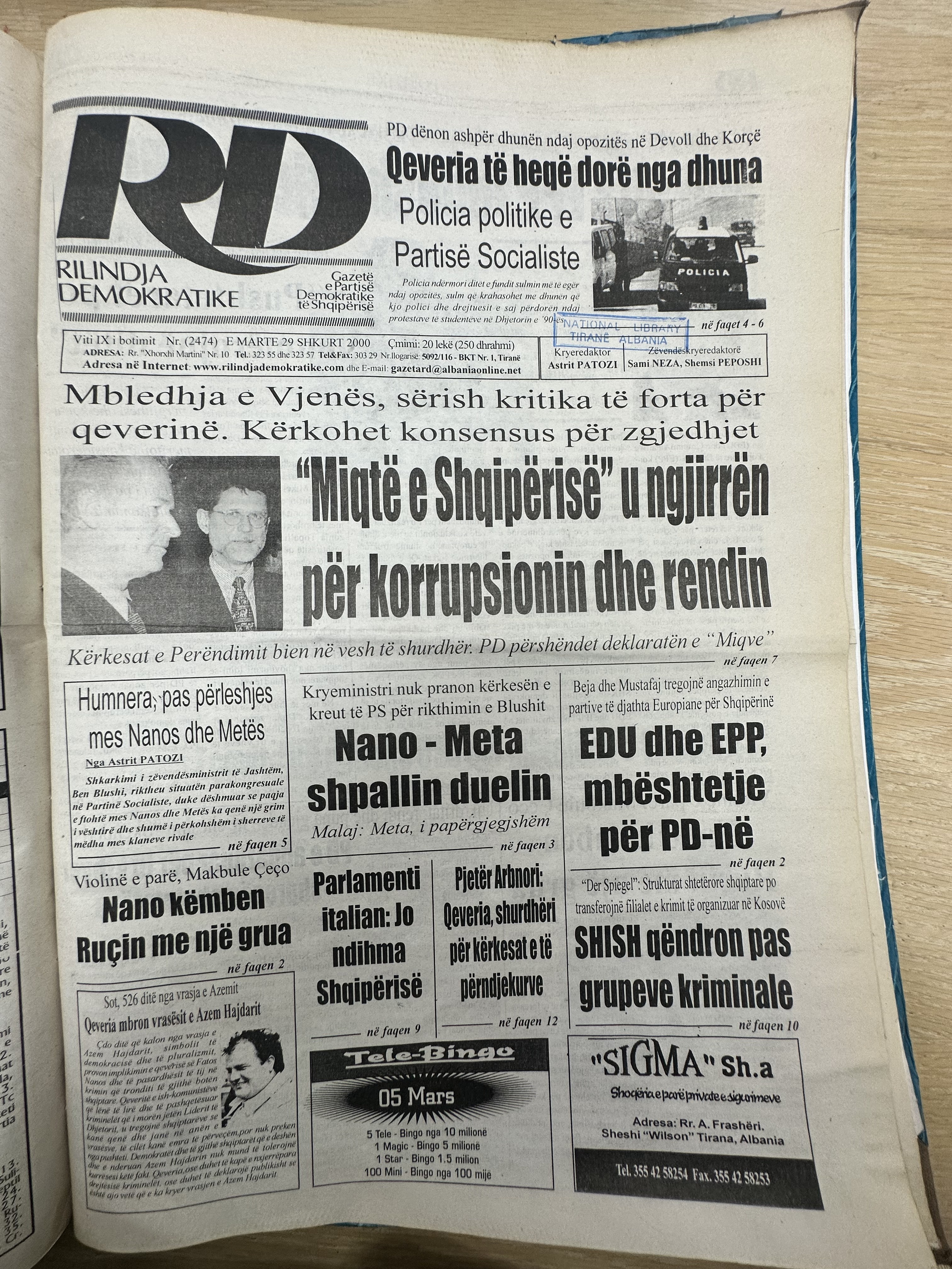 Rilindja Demokratike 2000-02-29