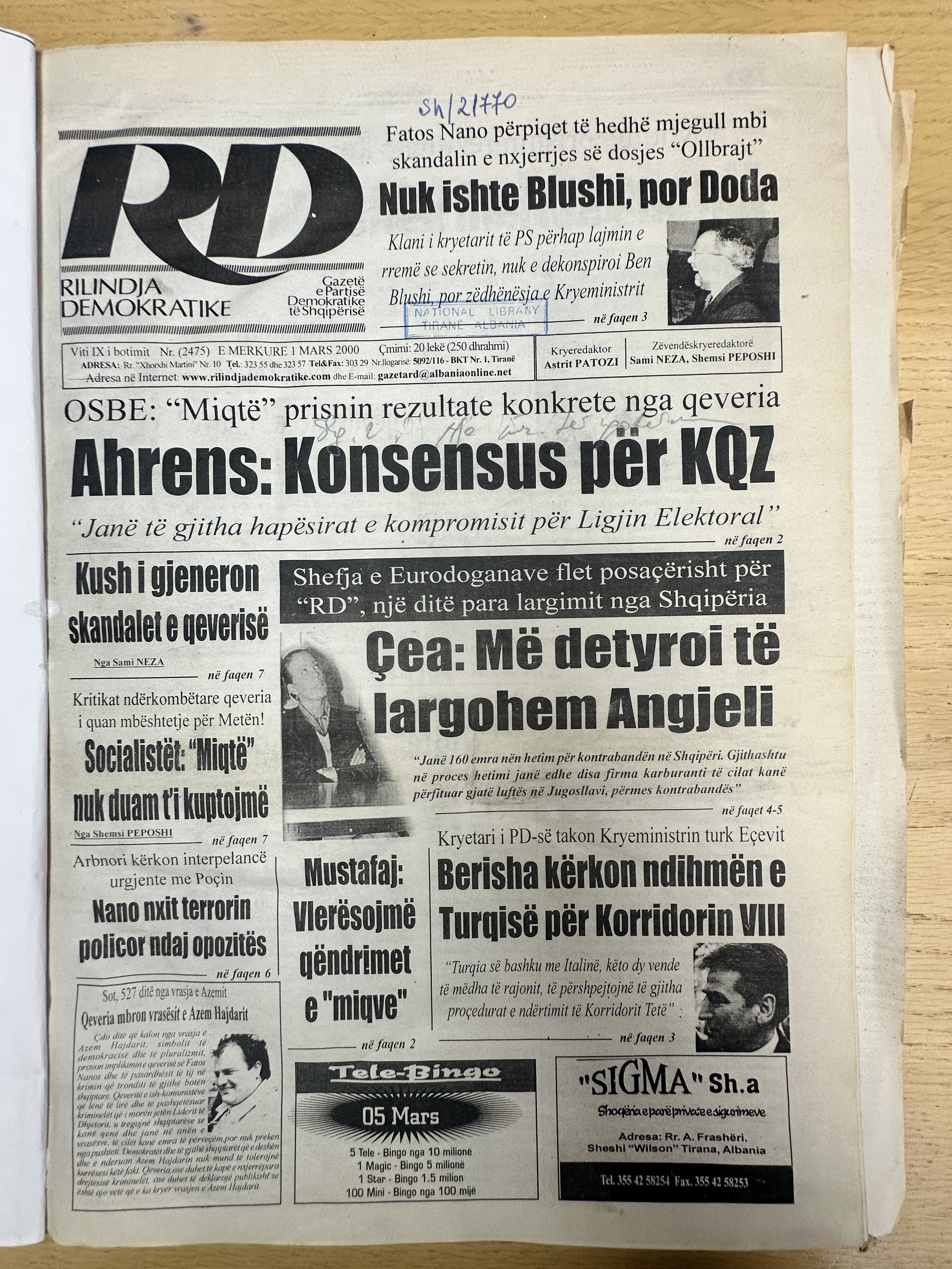 Rilindja Demokratike 2000-03-01