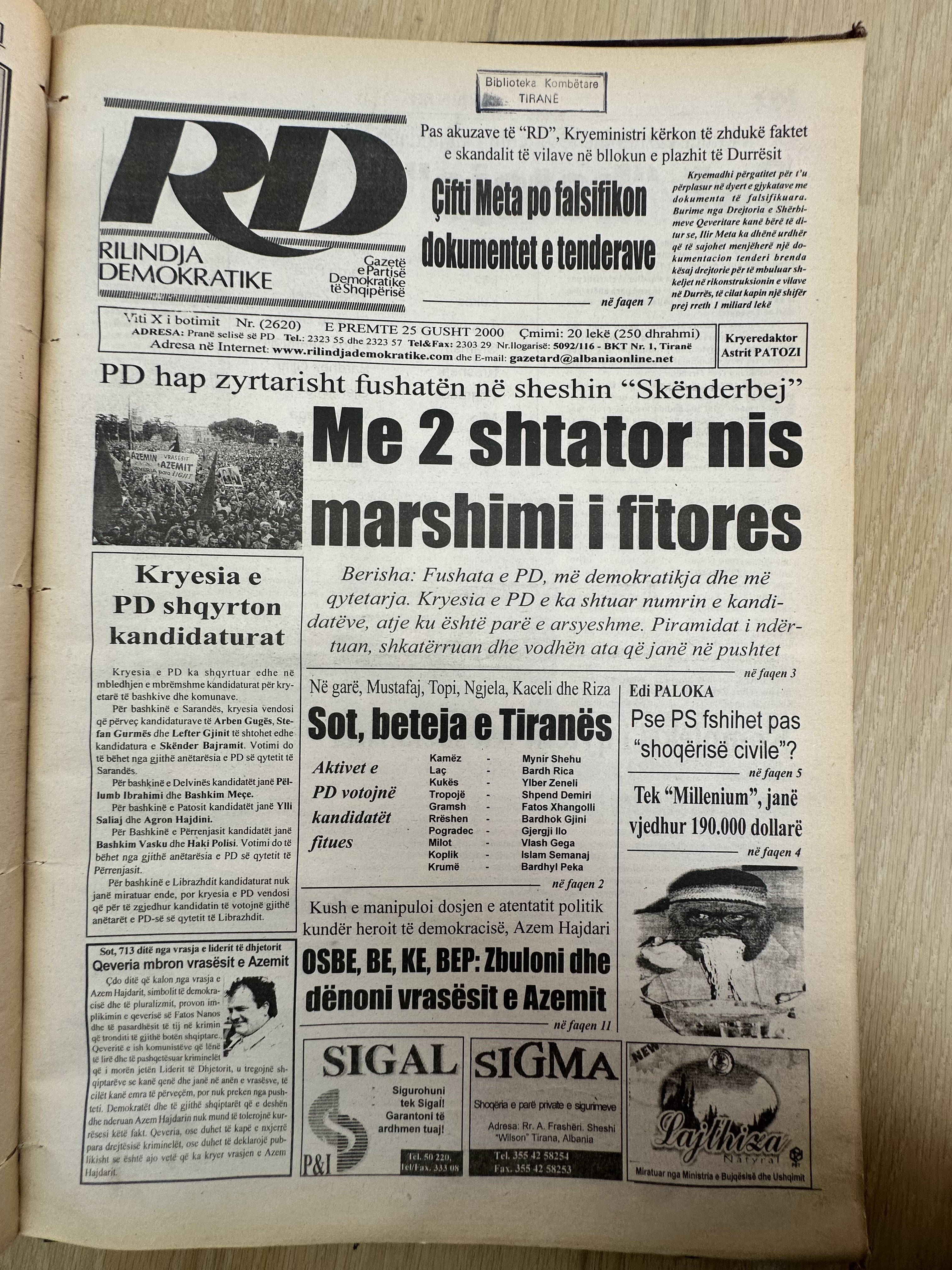 Rilindja Demokratike 2000-08-25